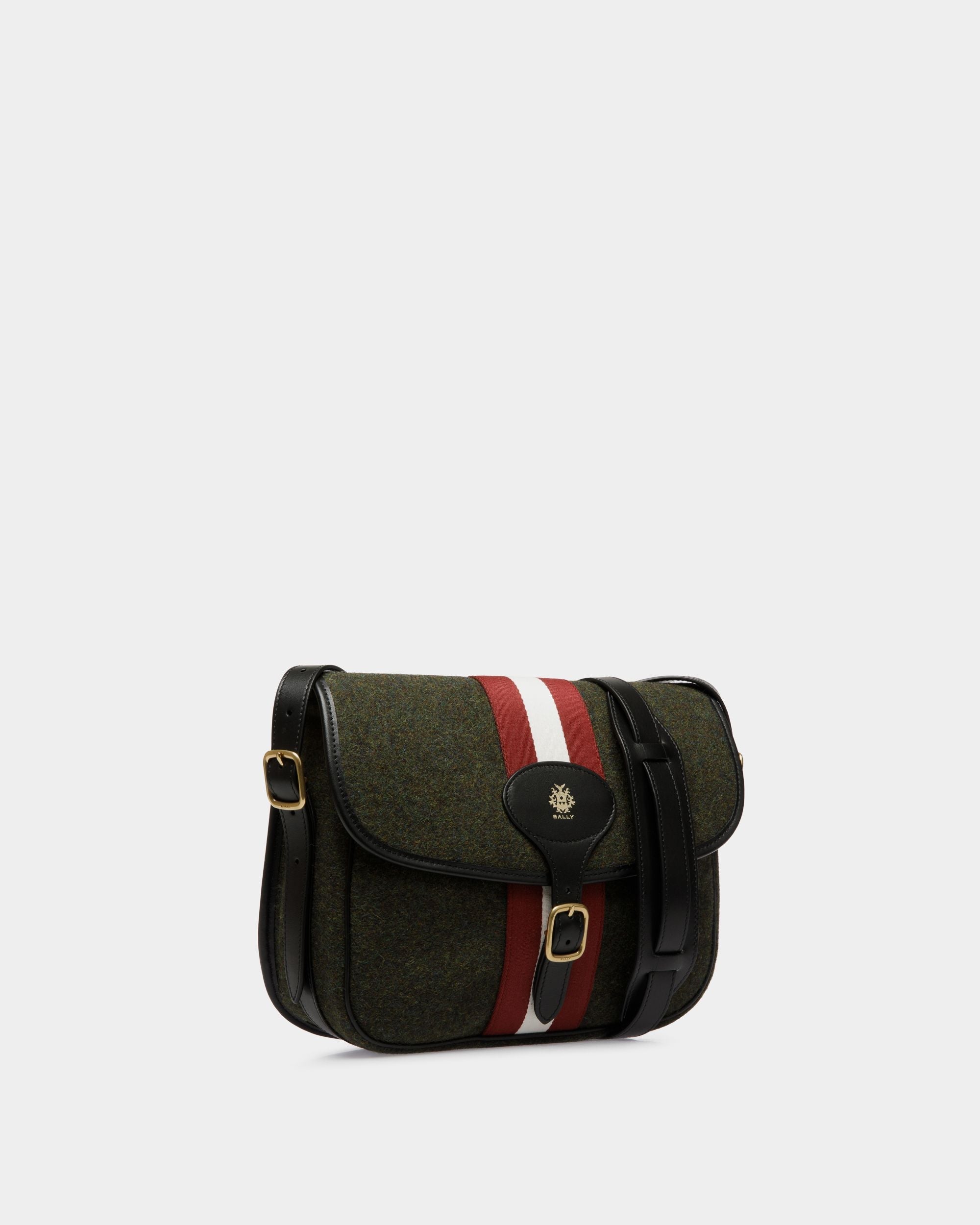 Bally Global - Bandolera Beckett De Lana Y Piel Verde Oscuro - Verde
