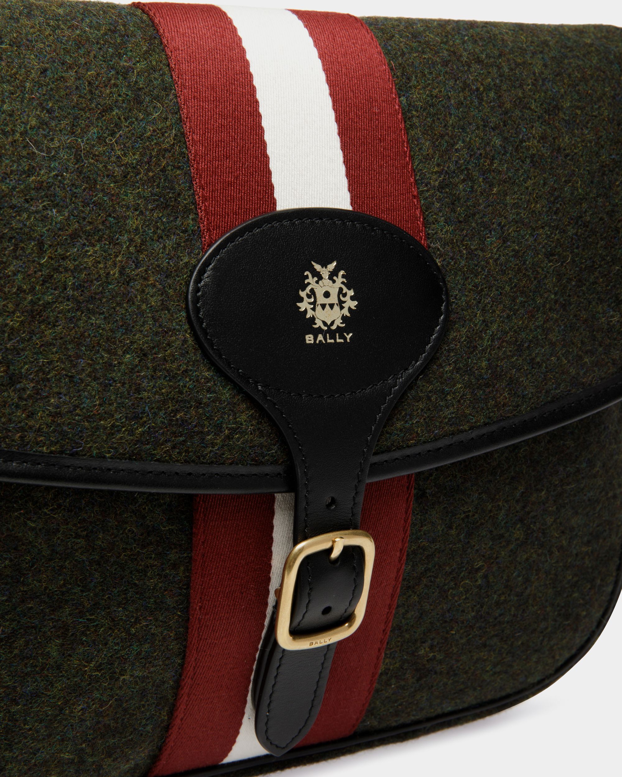 Bally Global - Bandolera Beckett De Lana Y Piel Verde Oscuro - Verde