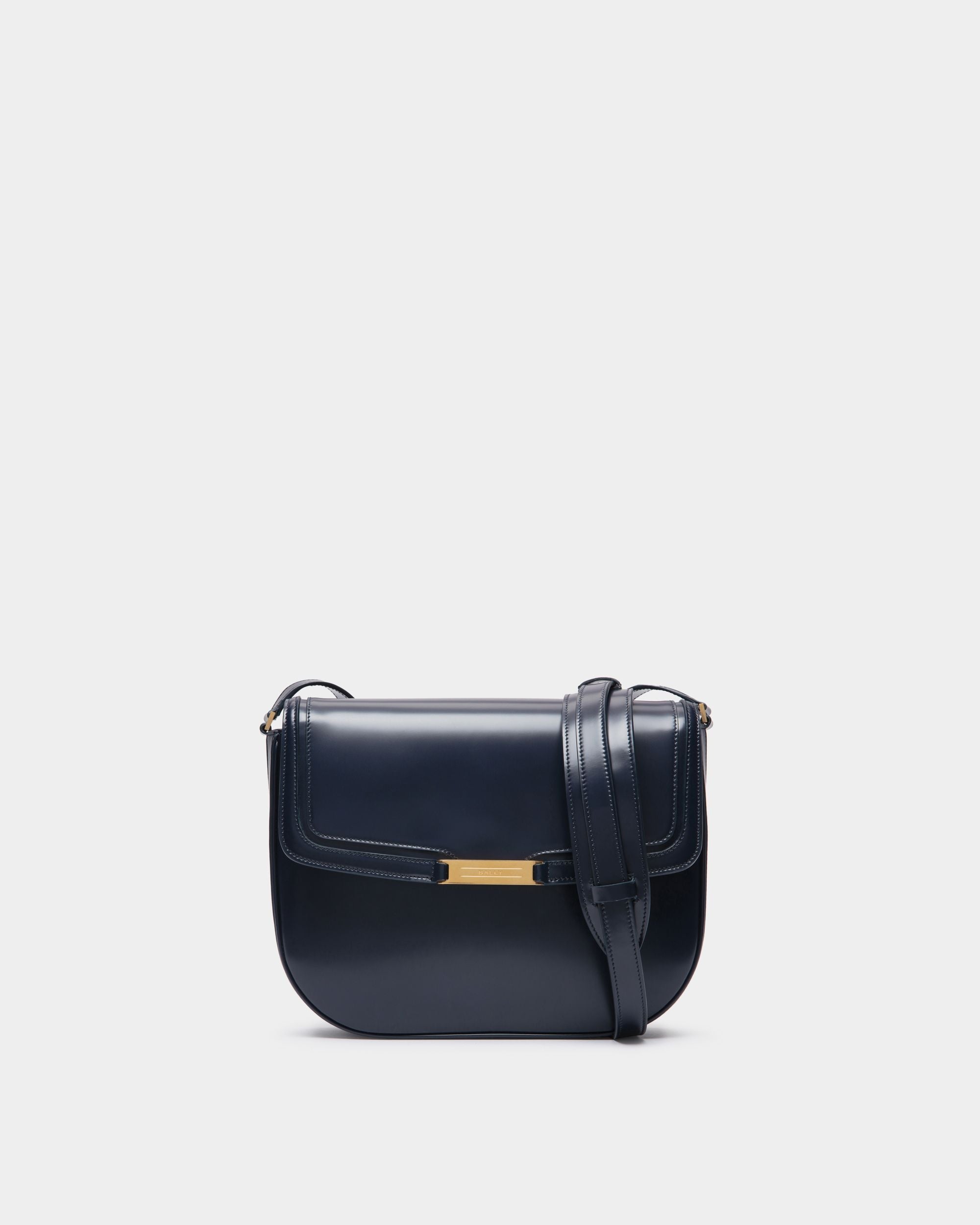 Bally Global - Deco Crossbody Bag in Navy Blue Brushed Leather - Blue