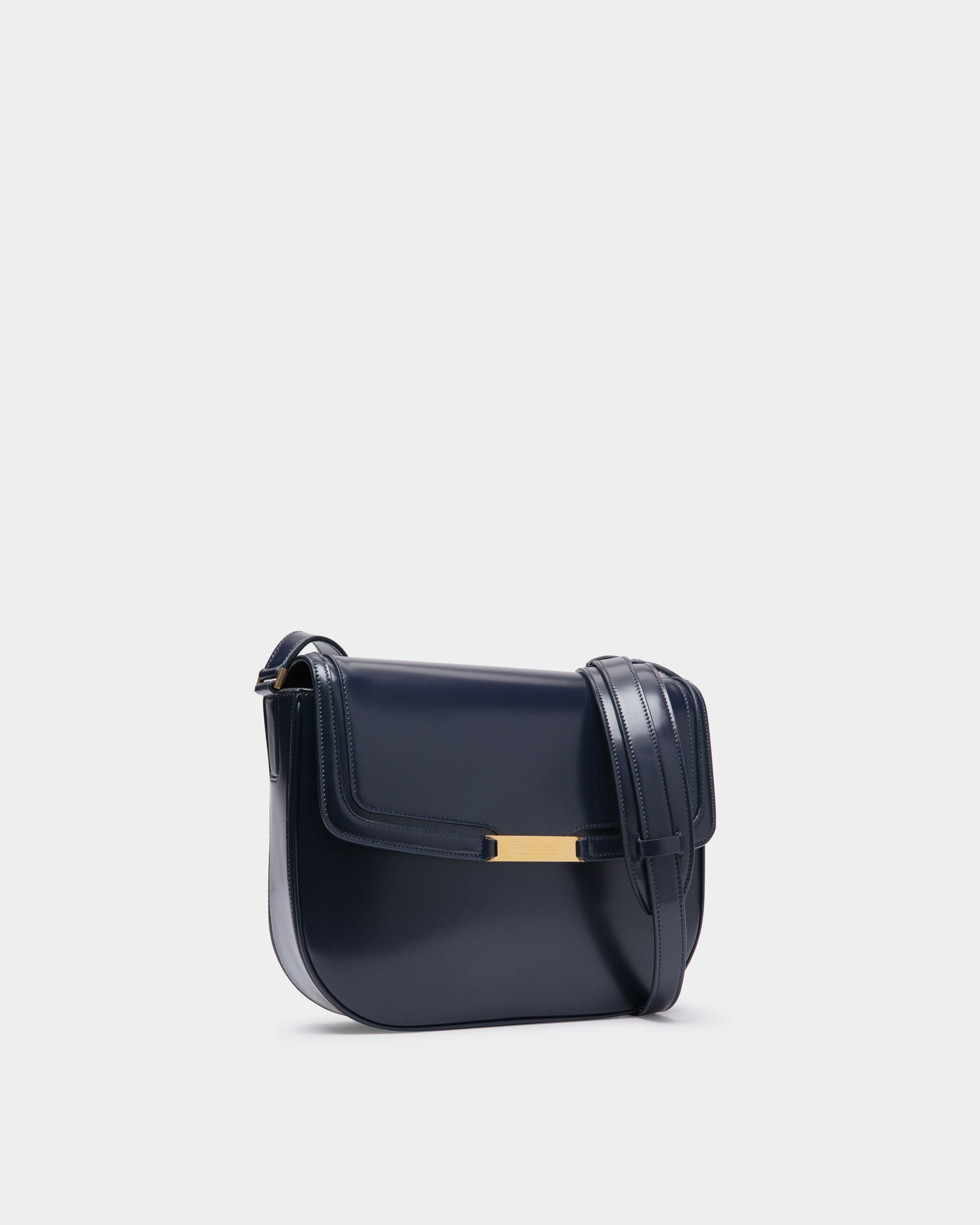 Bally Global - Deco Crossbody Bag in Navy Blue Brushed Leather - Blue