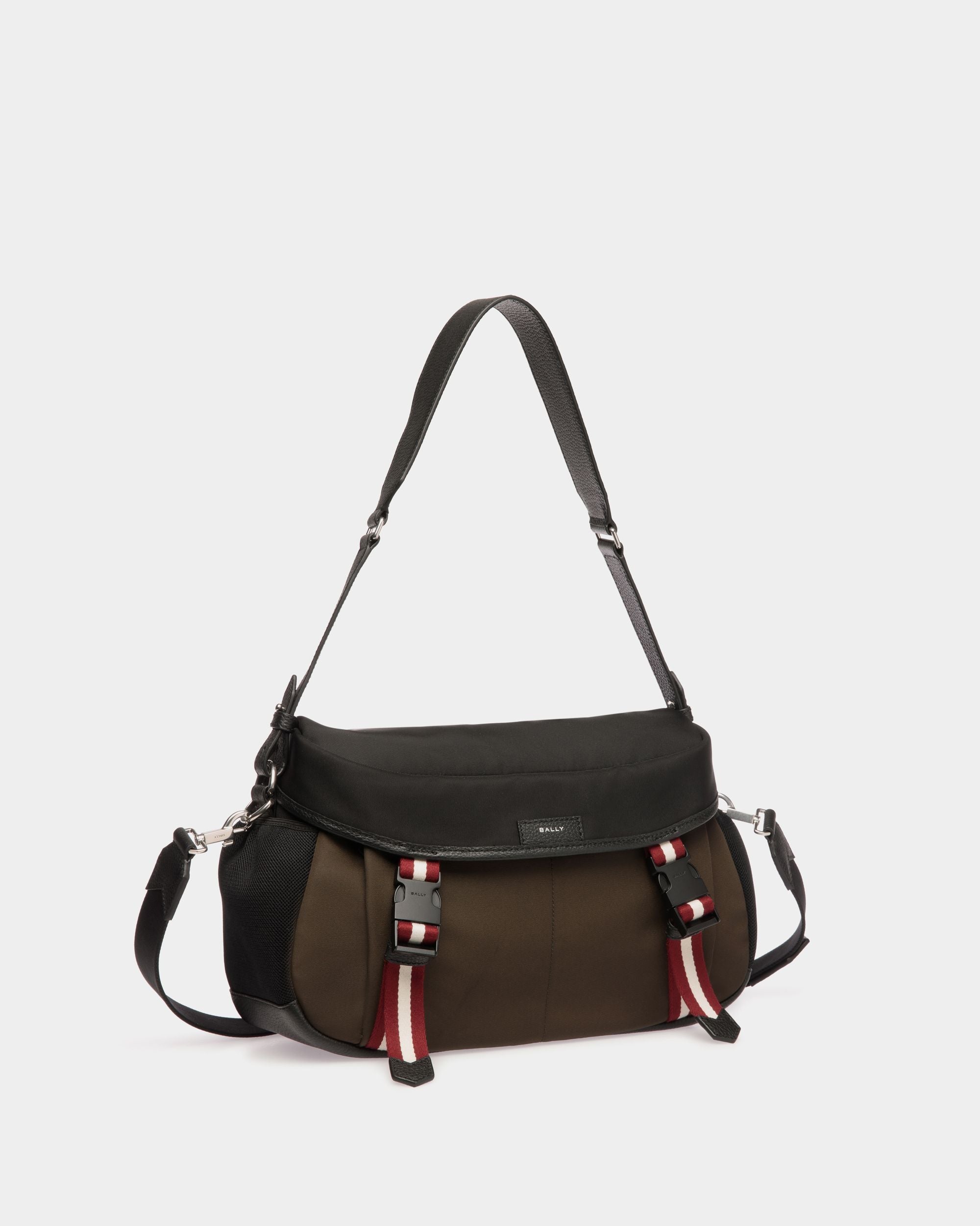 Bally Global - Code Crossbody Bag In Military Green And Black Nylon - Vert