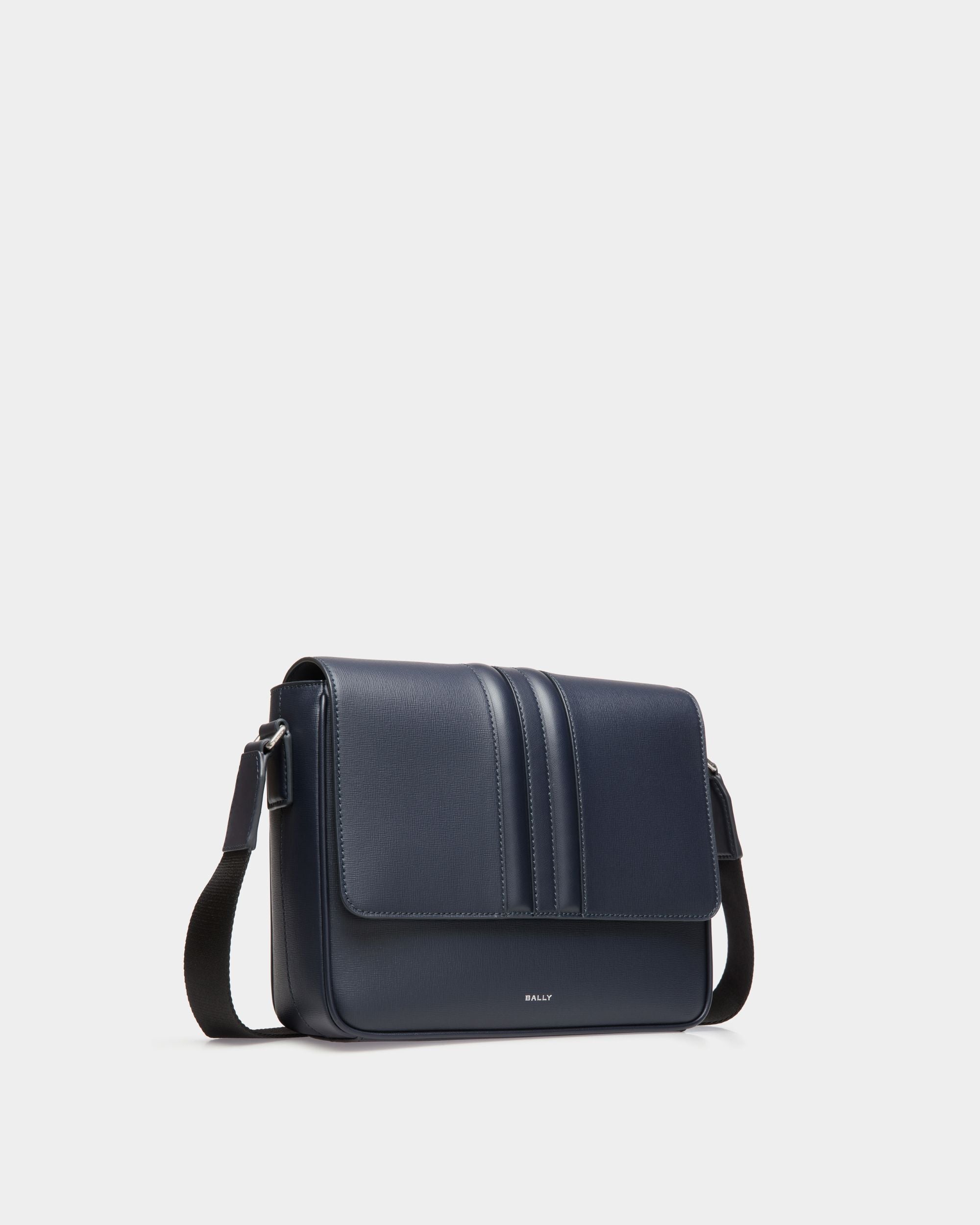 Bally Global - Mythos Crossbody Bag in Navy Blue Recycled Leather - Blue