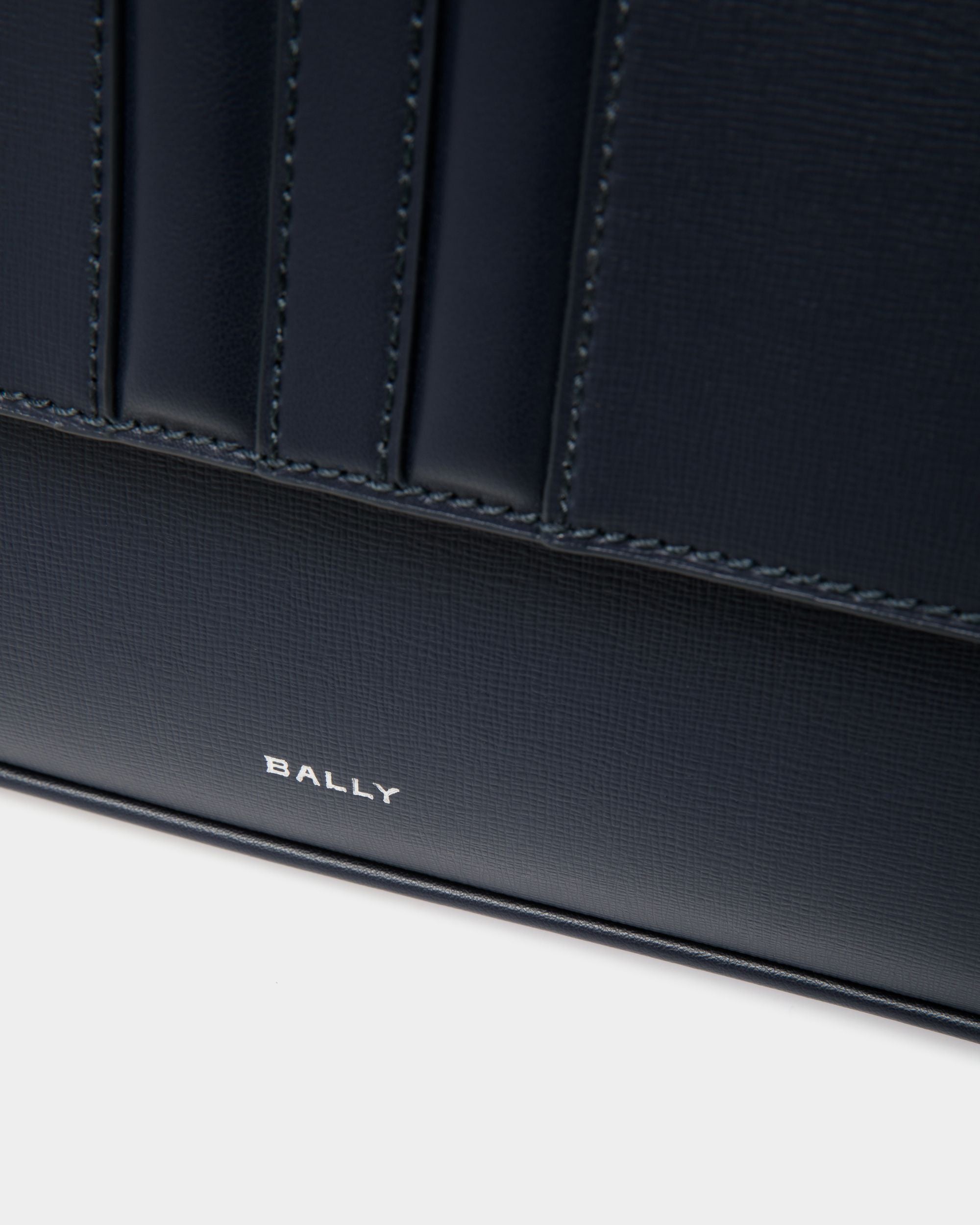 Bally Global - Mythos Crossbody Bag in Navy Blue Recycled Leather - Blue