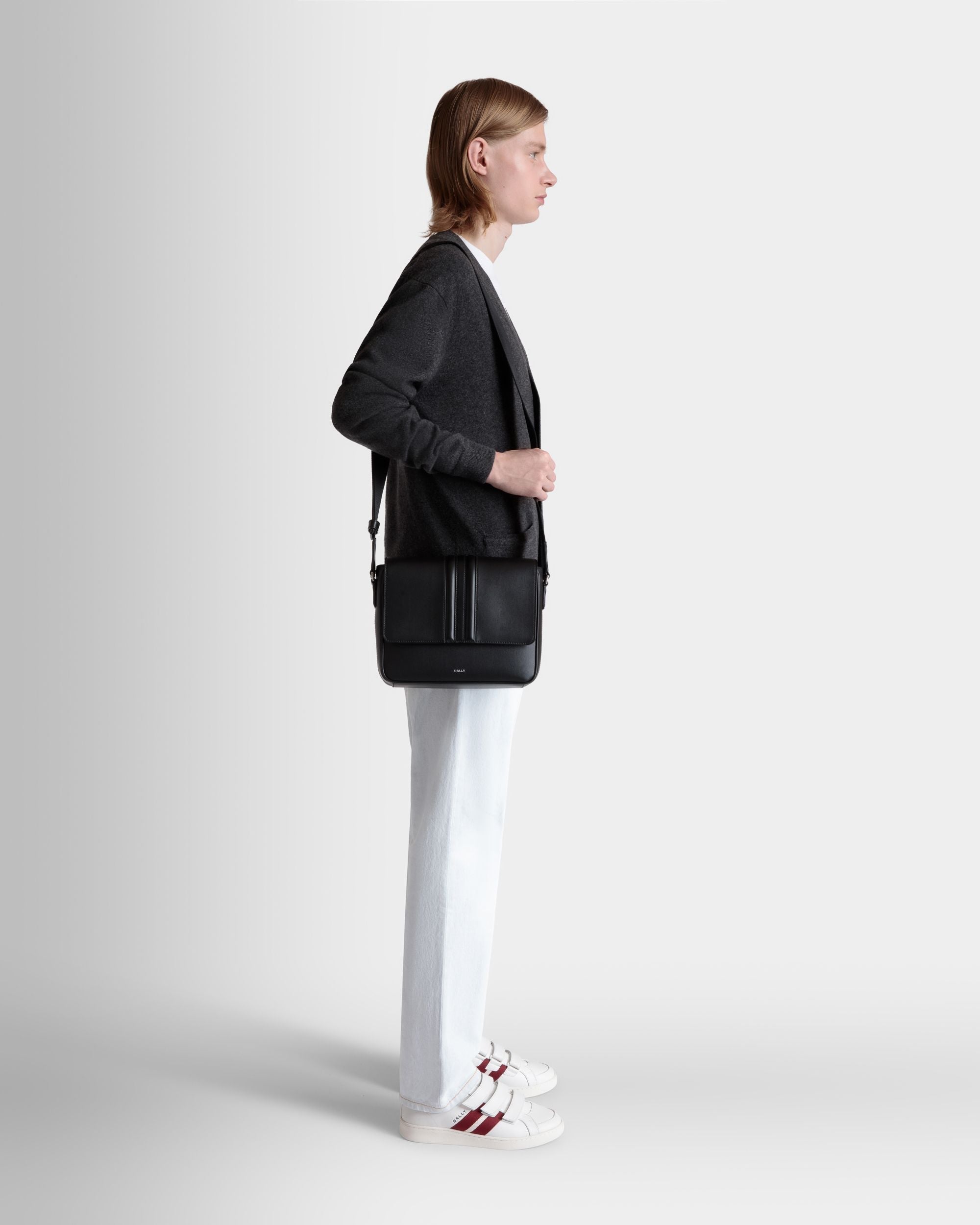 Bally Global - Mythos Crossbody Bag in Black Recycled Leather - Noir