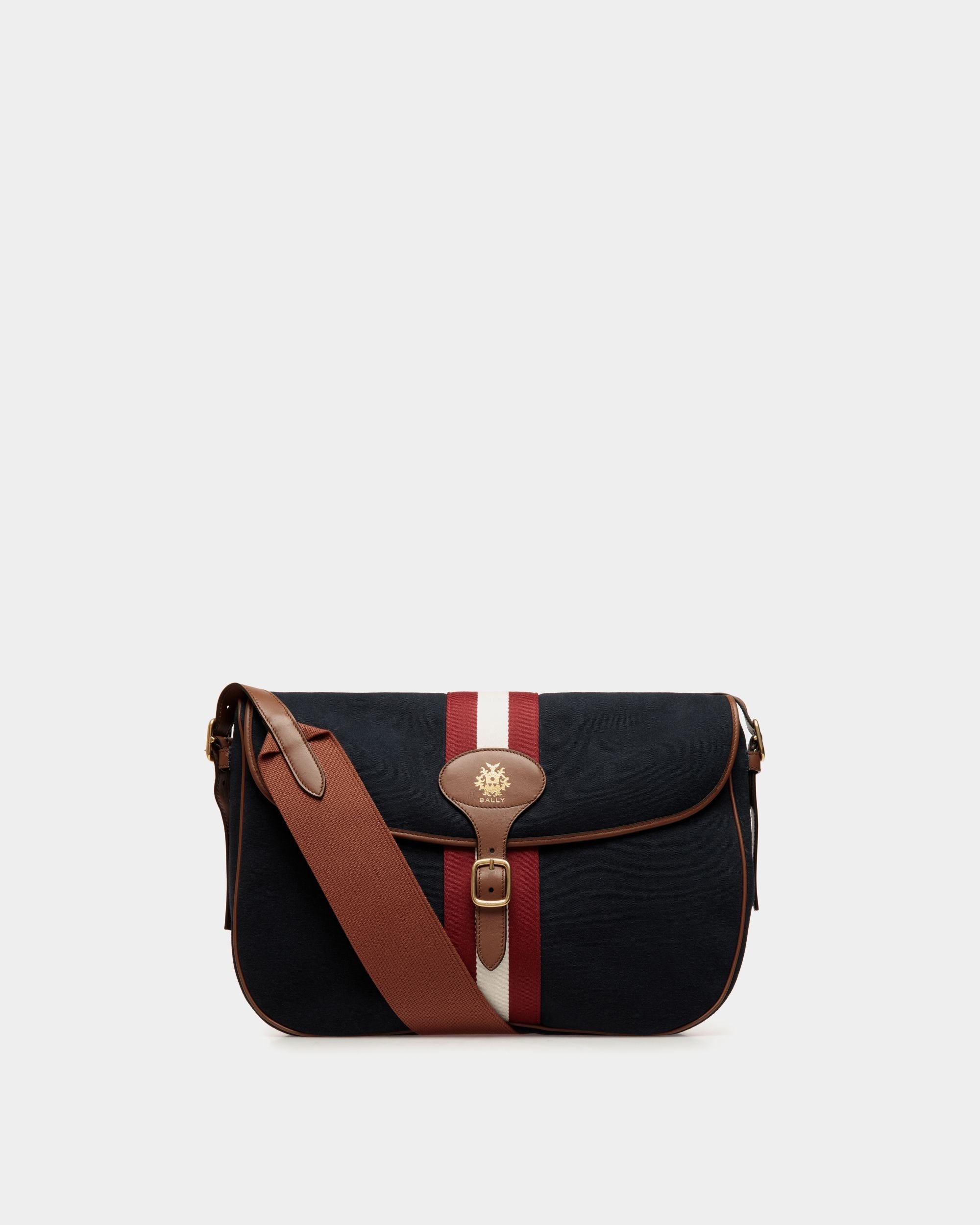Bally Global - Beckett Crossbody Bag in Navy Blue Cotton Canvas - Bleu
