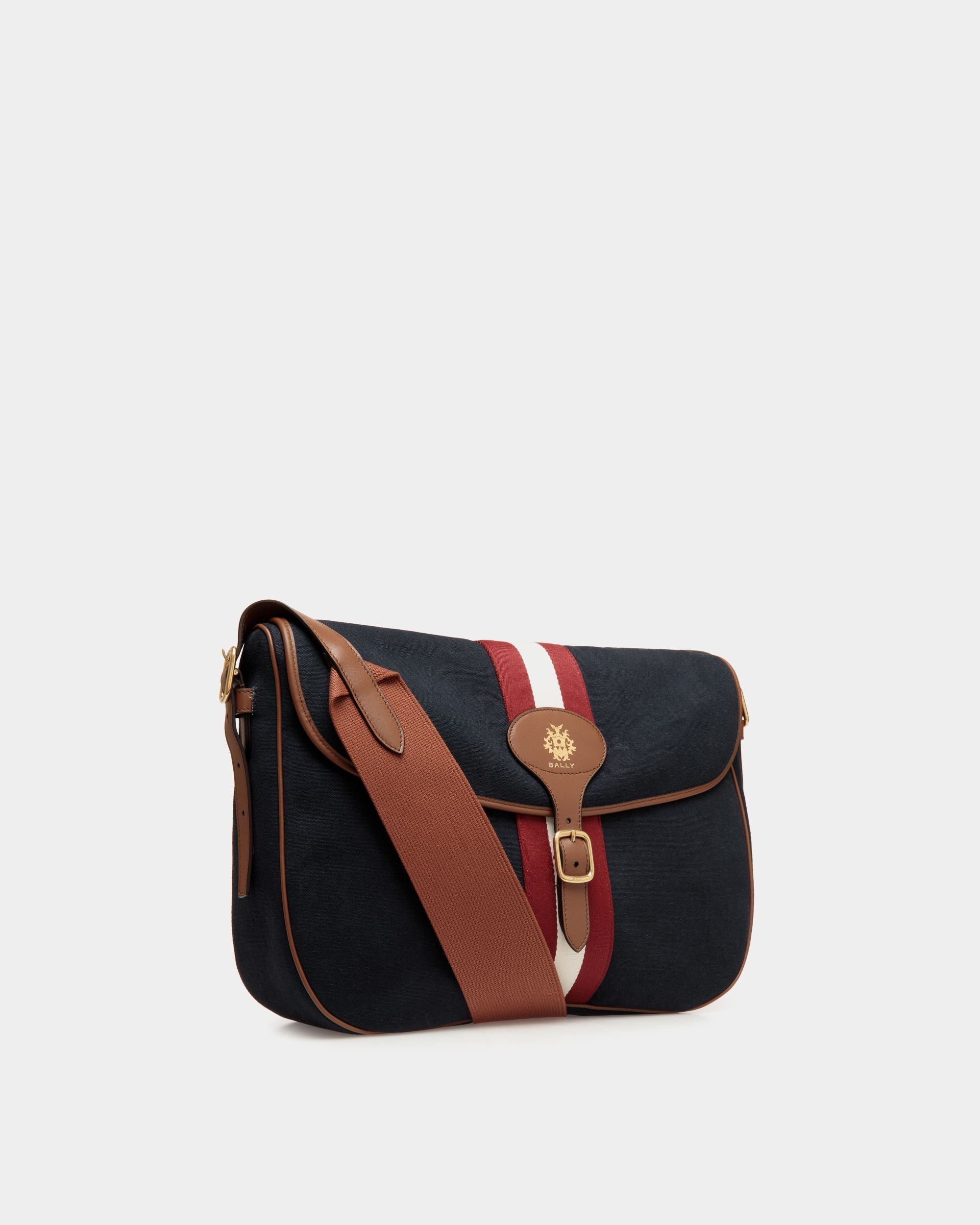 Bally Global - Beckett Crossbody Bag in Navy Blue Cotton Canvas - Bleu