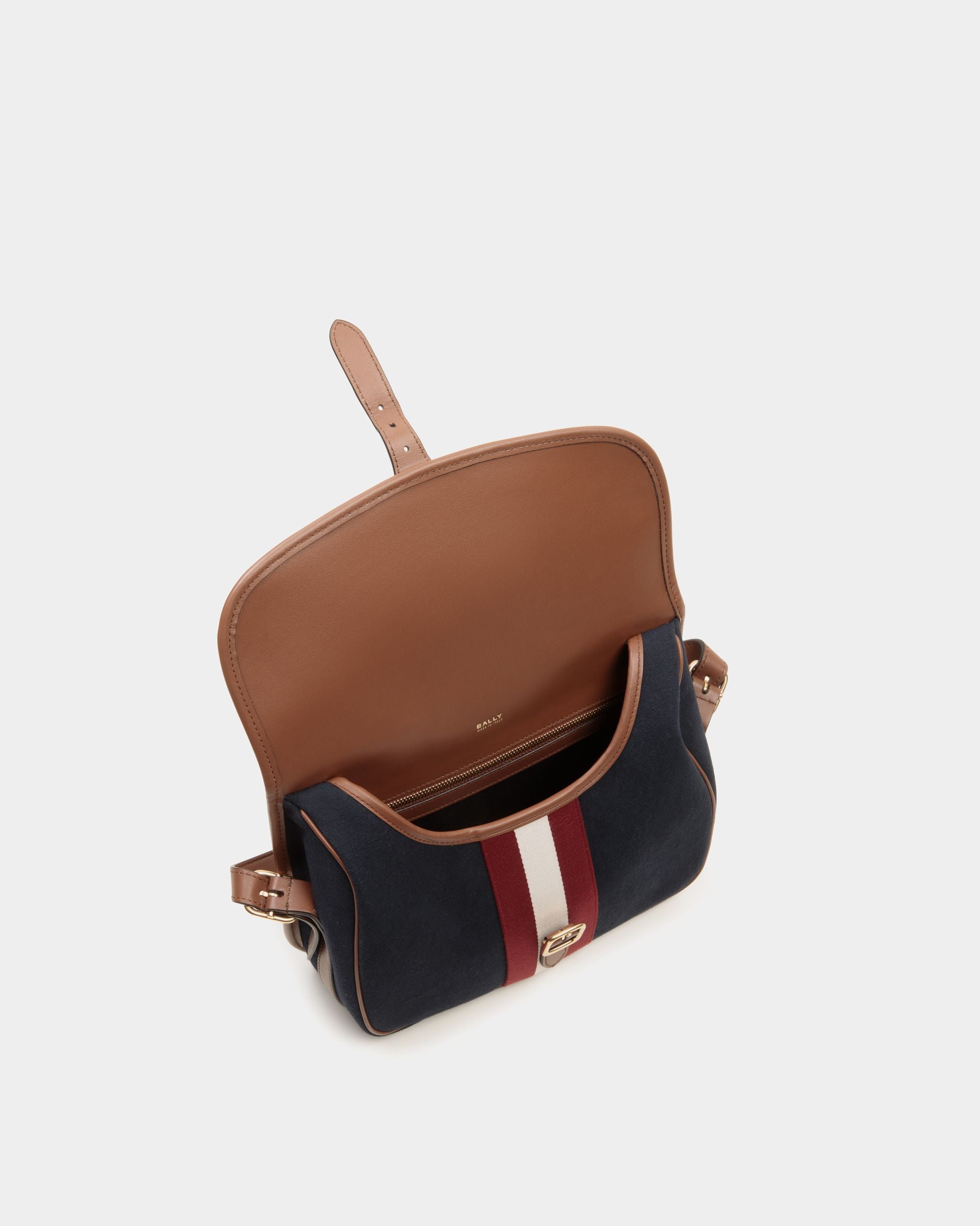 Bally Global - Beckett Crossbody Bag in Navy Blue Cotton Canvas - Bleu