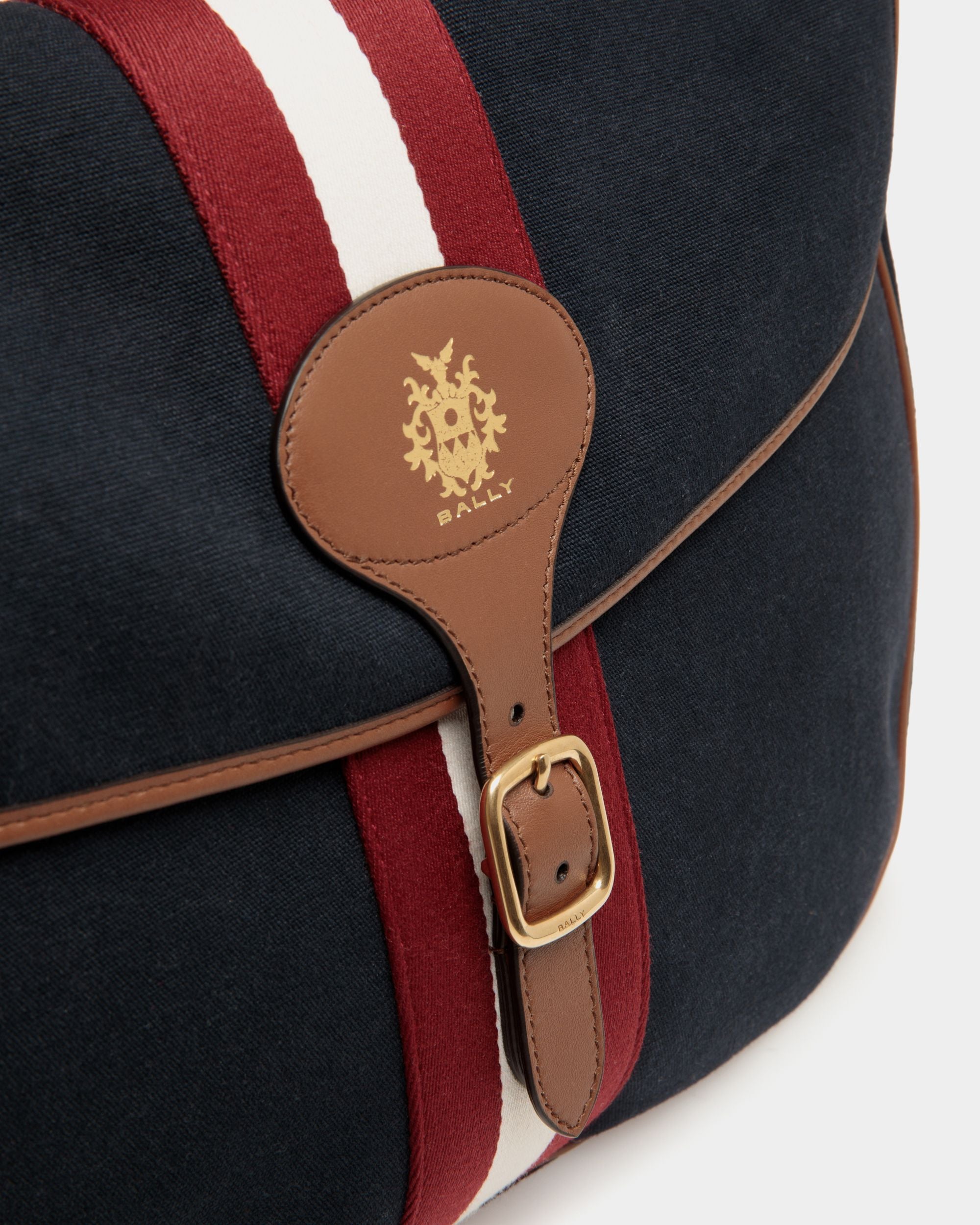 Bally Global - Beckett Crossbody Bag in Navy Blue Cotton Canvas - Bleu