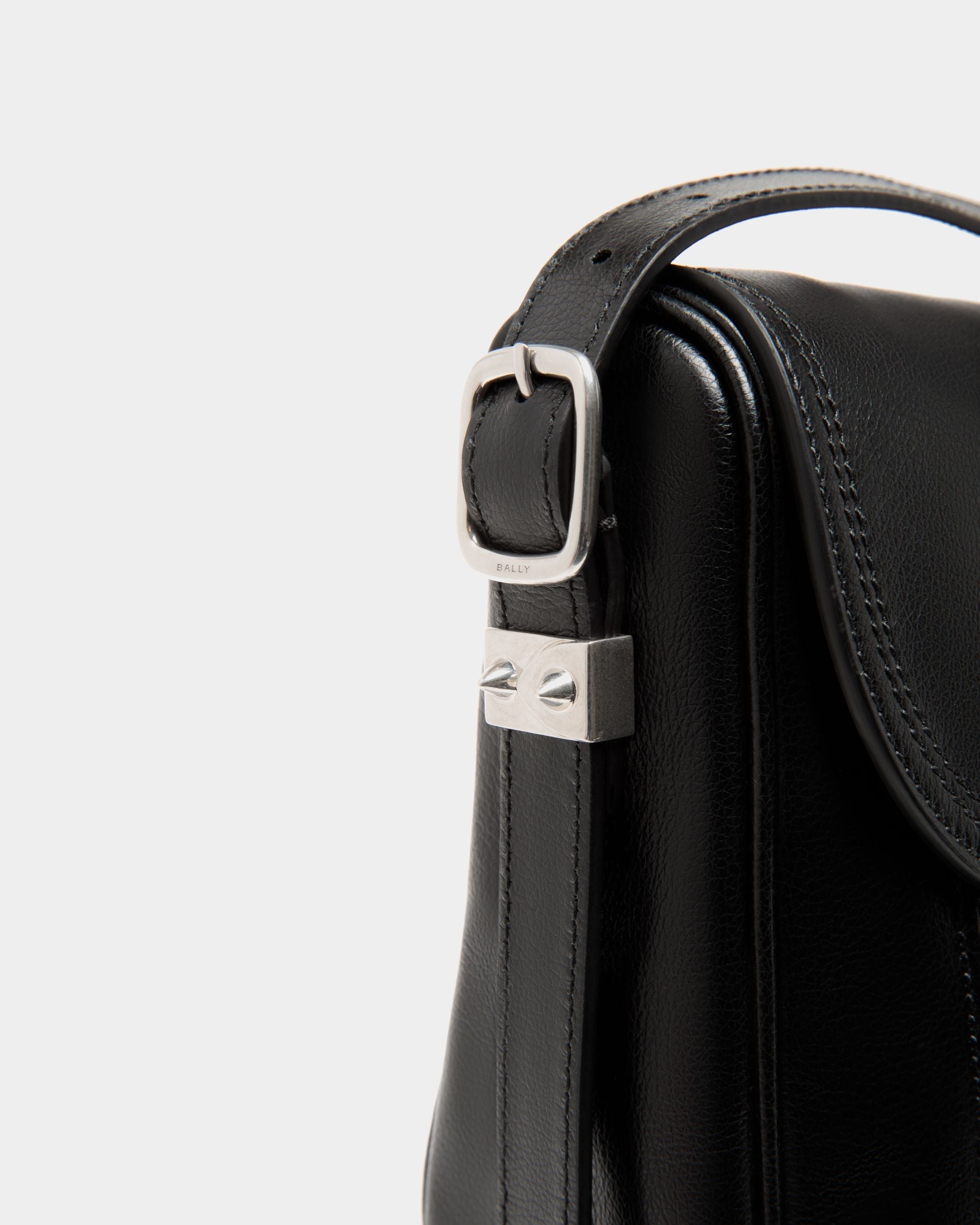 Bally Global - Beckett Crossbody Bag in Black Leather With Bally Studs - Black