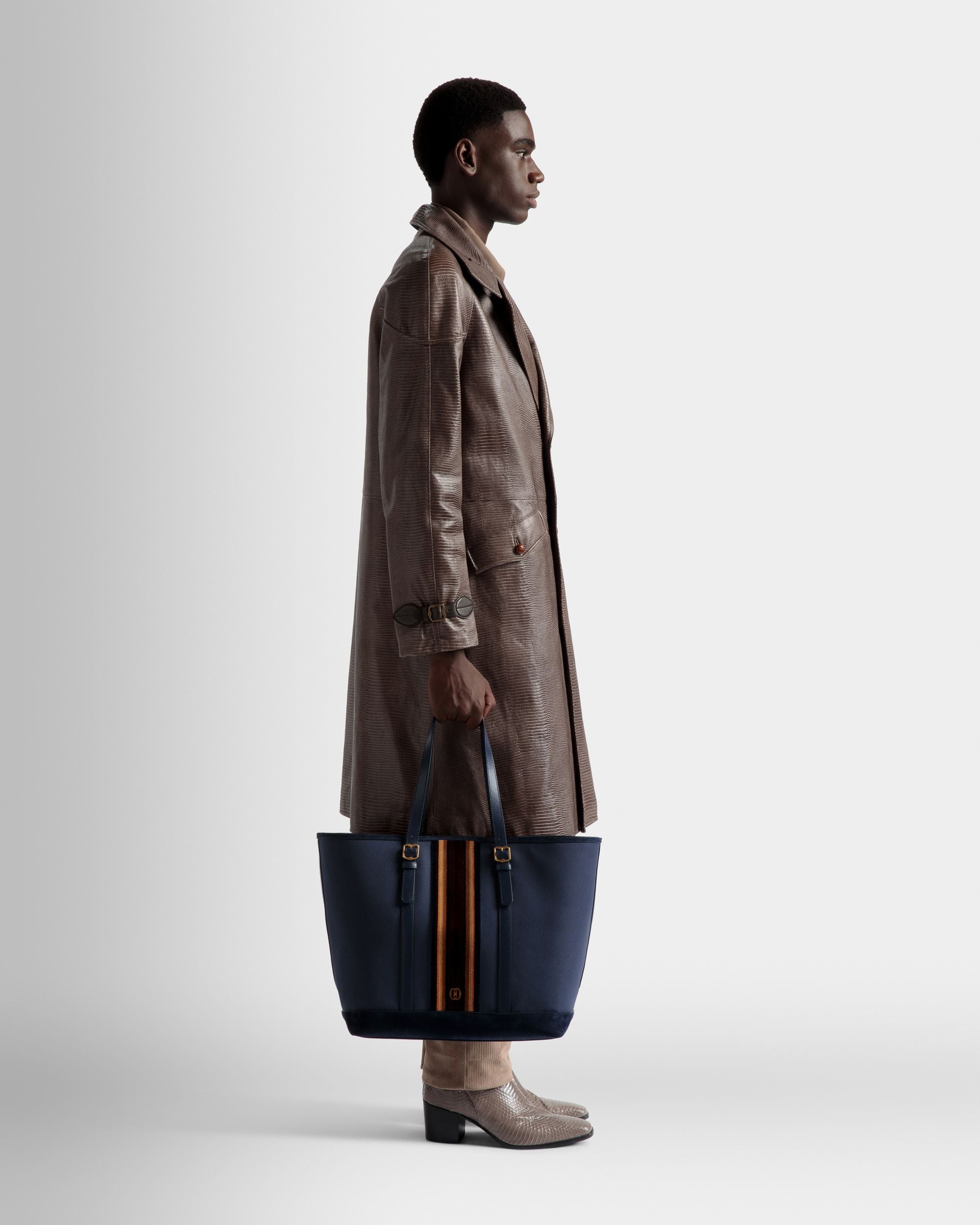Bally Global - Tote Bag Gare De Tela Azul Marino - Azul