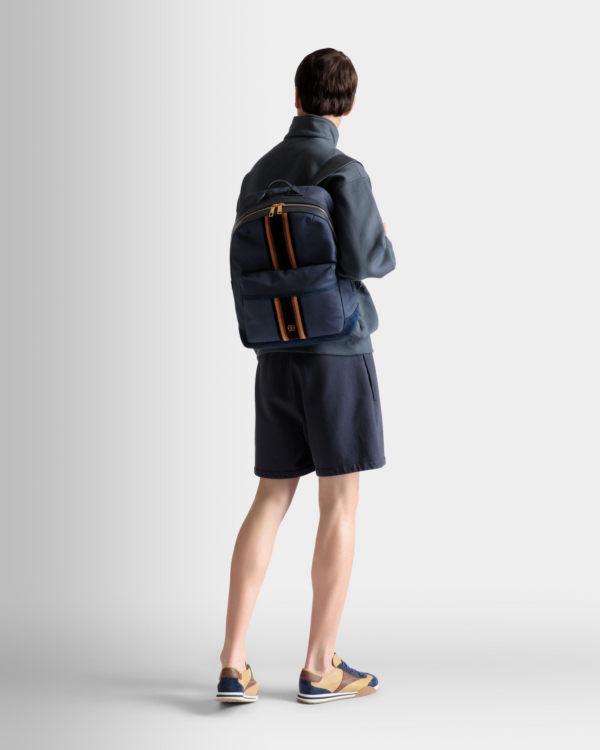 Bally Global - Gare Backpack In Marine Fabric - Blue
