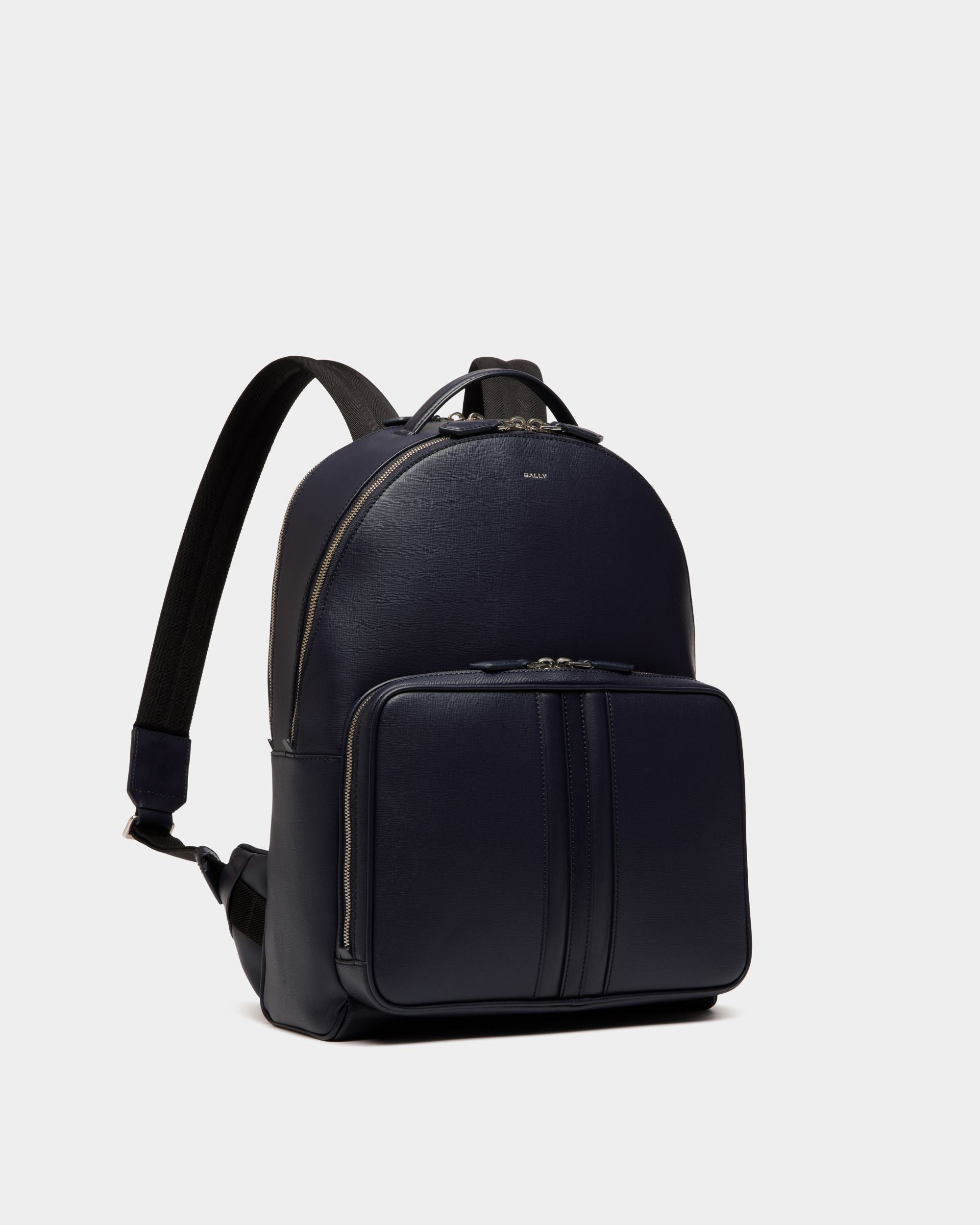 Bally Global - Mythos Backpack in Navy Blue Recycled Leather - Blue