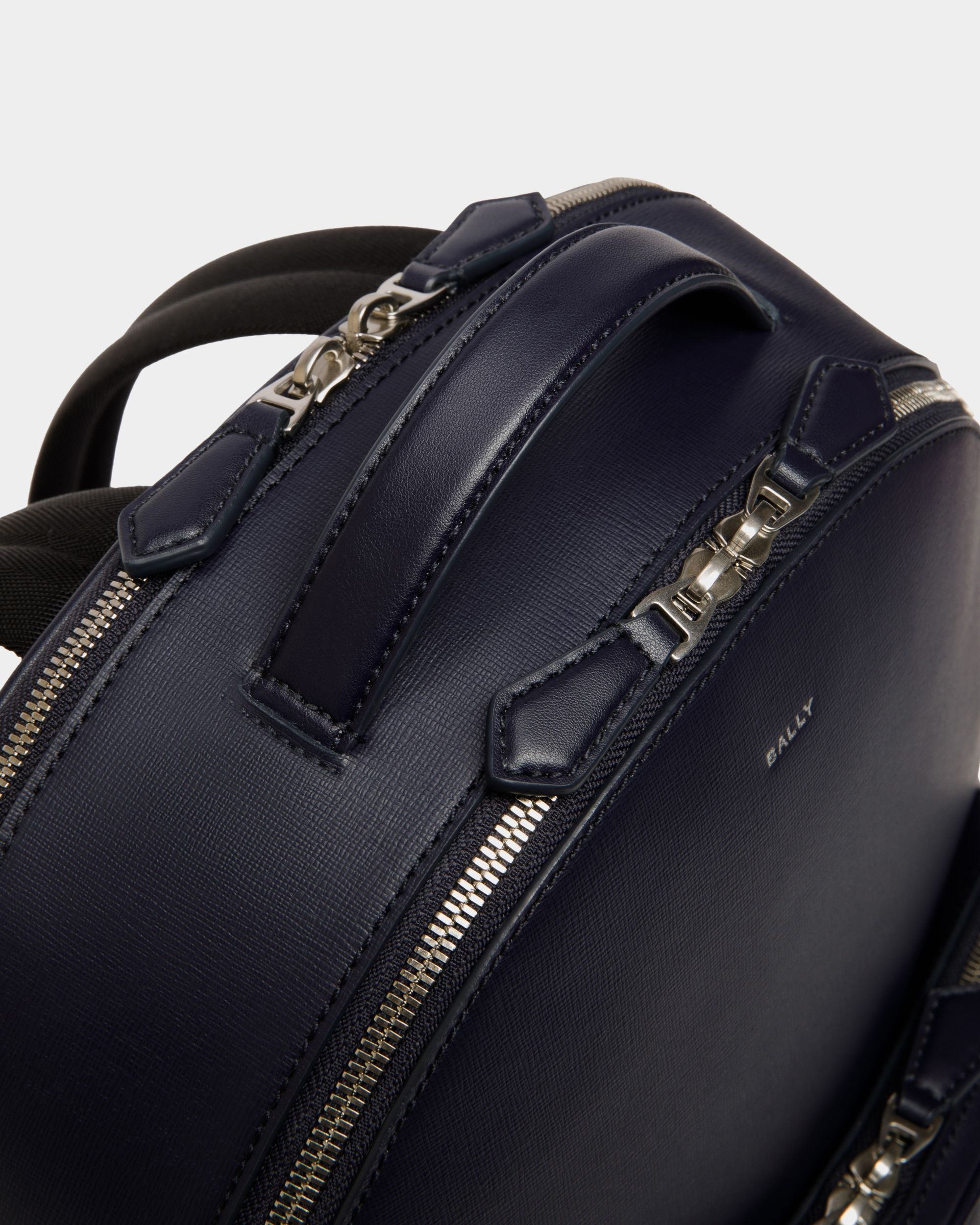 Bally Global - Mythos Backpack in Navy Blue Recycled Leather - Blue