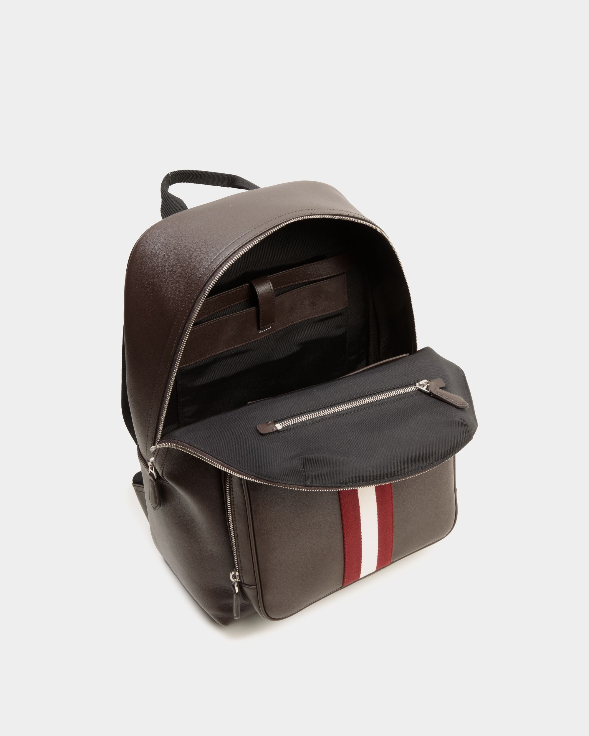 Bally Global - Sac À Dos Code En Cuir Ebano - Marron