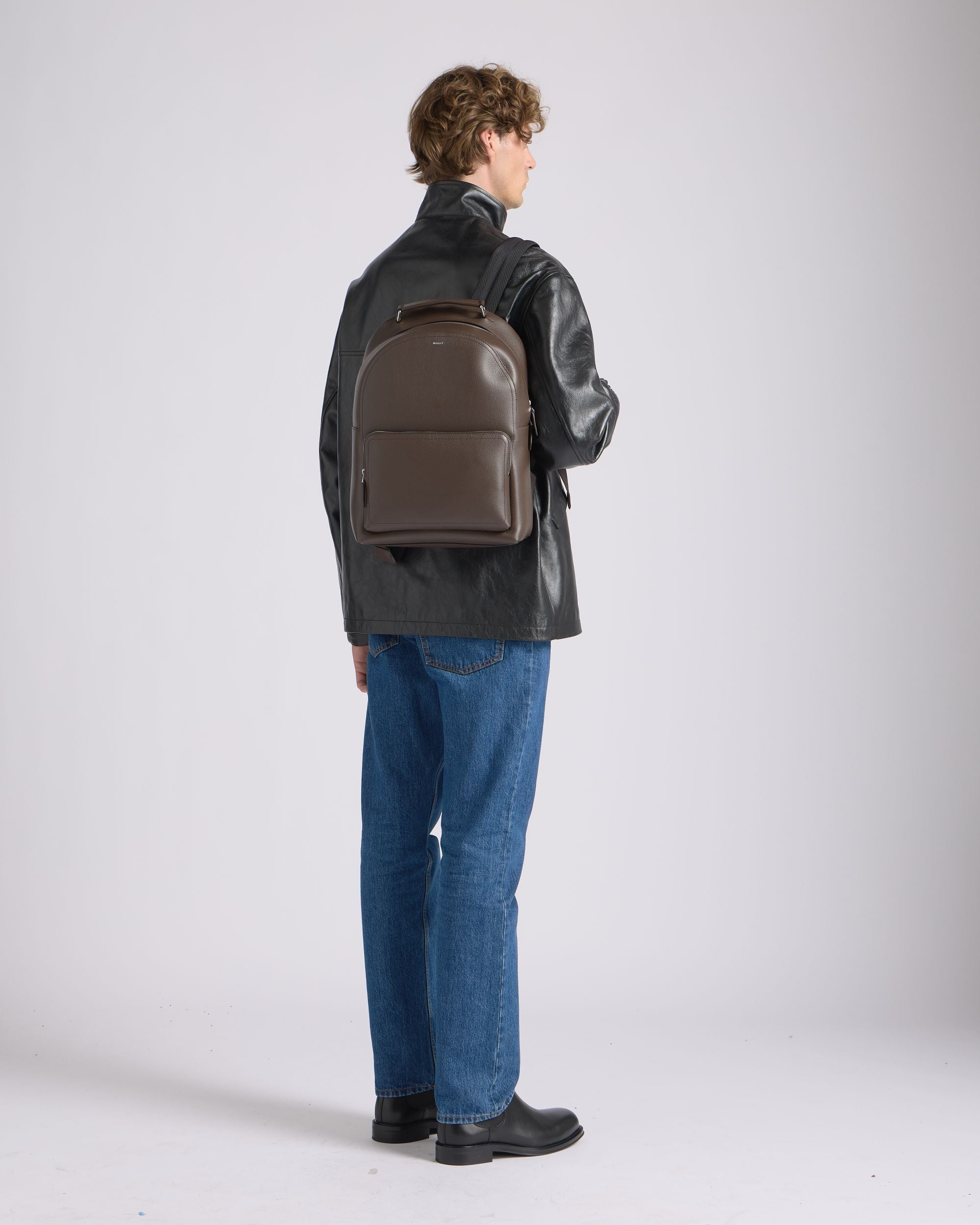 Bally Global - Capitol Backpack in Ebano Grained Leather - Brown
