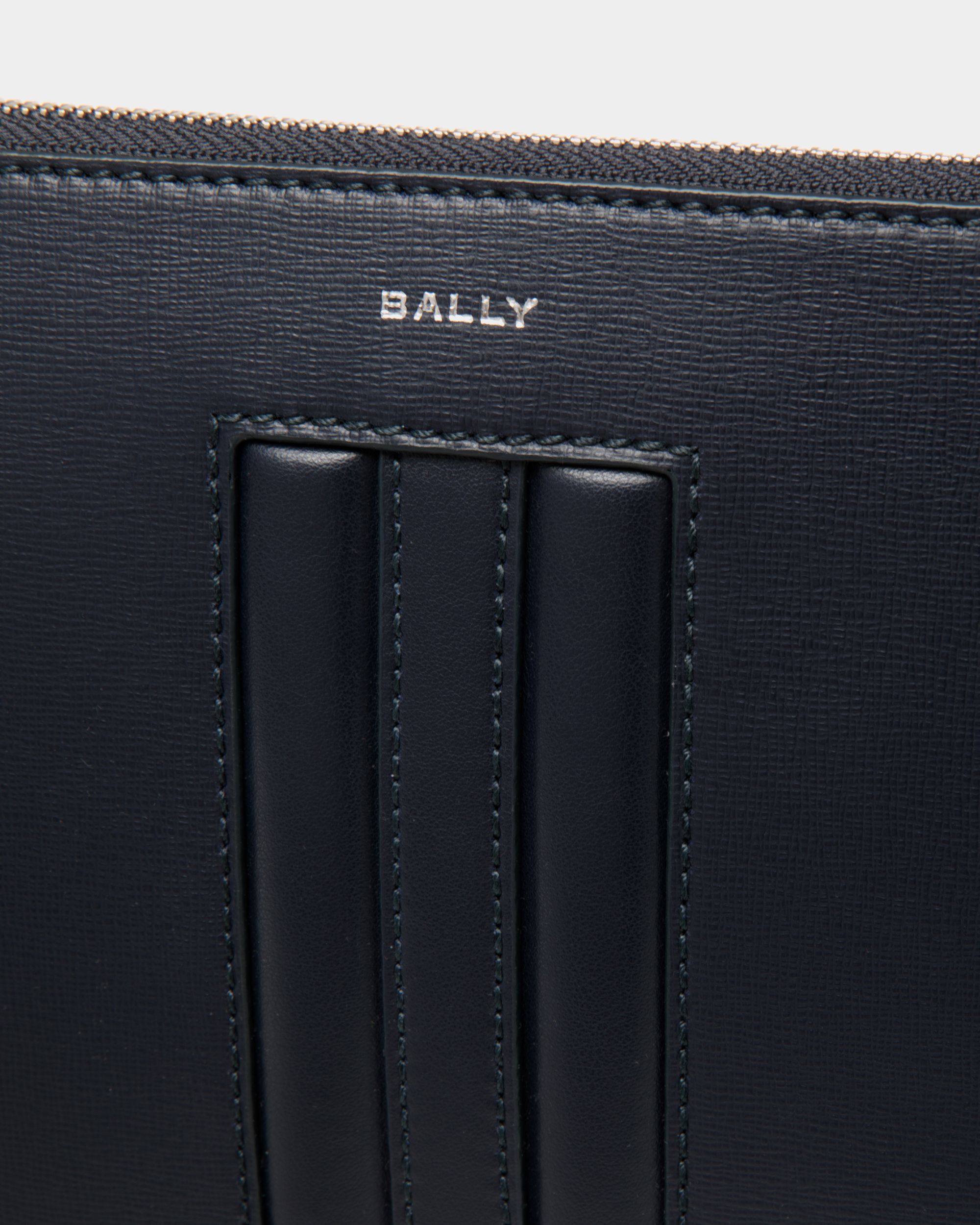 Bally Global - Mythos Pouch in Navy Blue Recycled Leather - Bleu