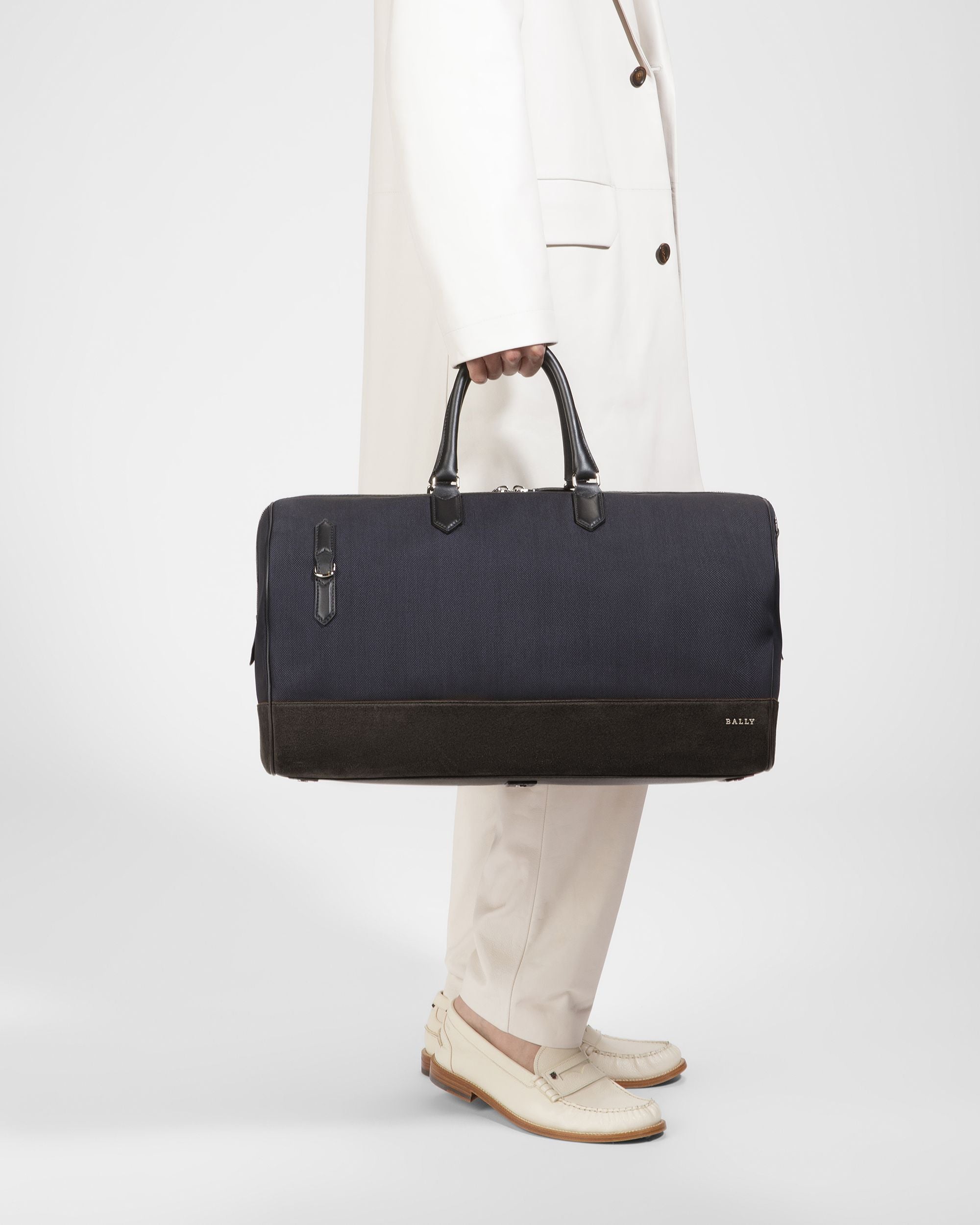 Bally Global - Caius Leather And Nylon Weekender Bag In Midnight - Blue