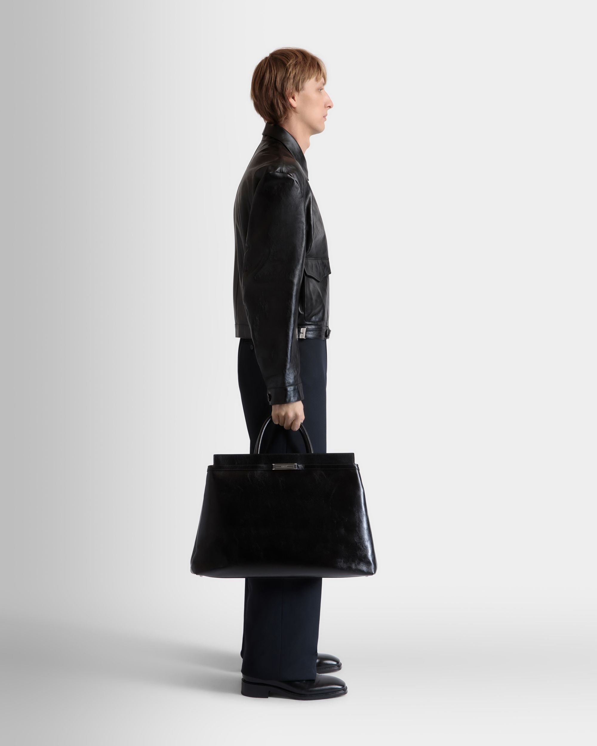 Bally Global - Bolso De Fin De Semana Deco De Piel Negra - Negro