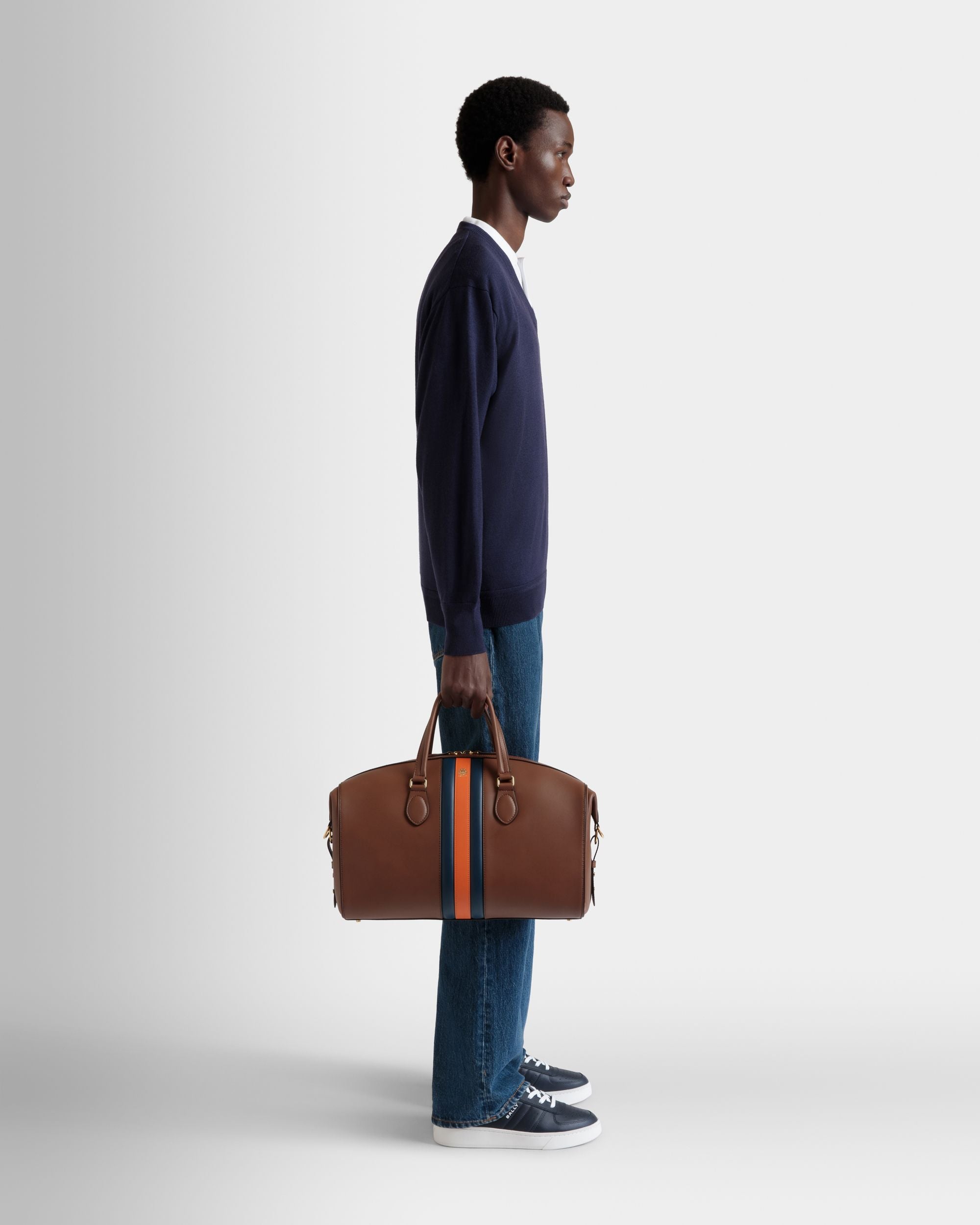 Bally Global - Sac De Week-End Beckett En Cuir Marron - Multicolore