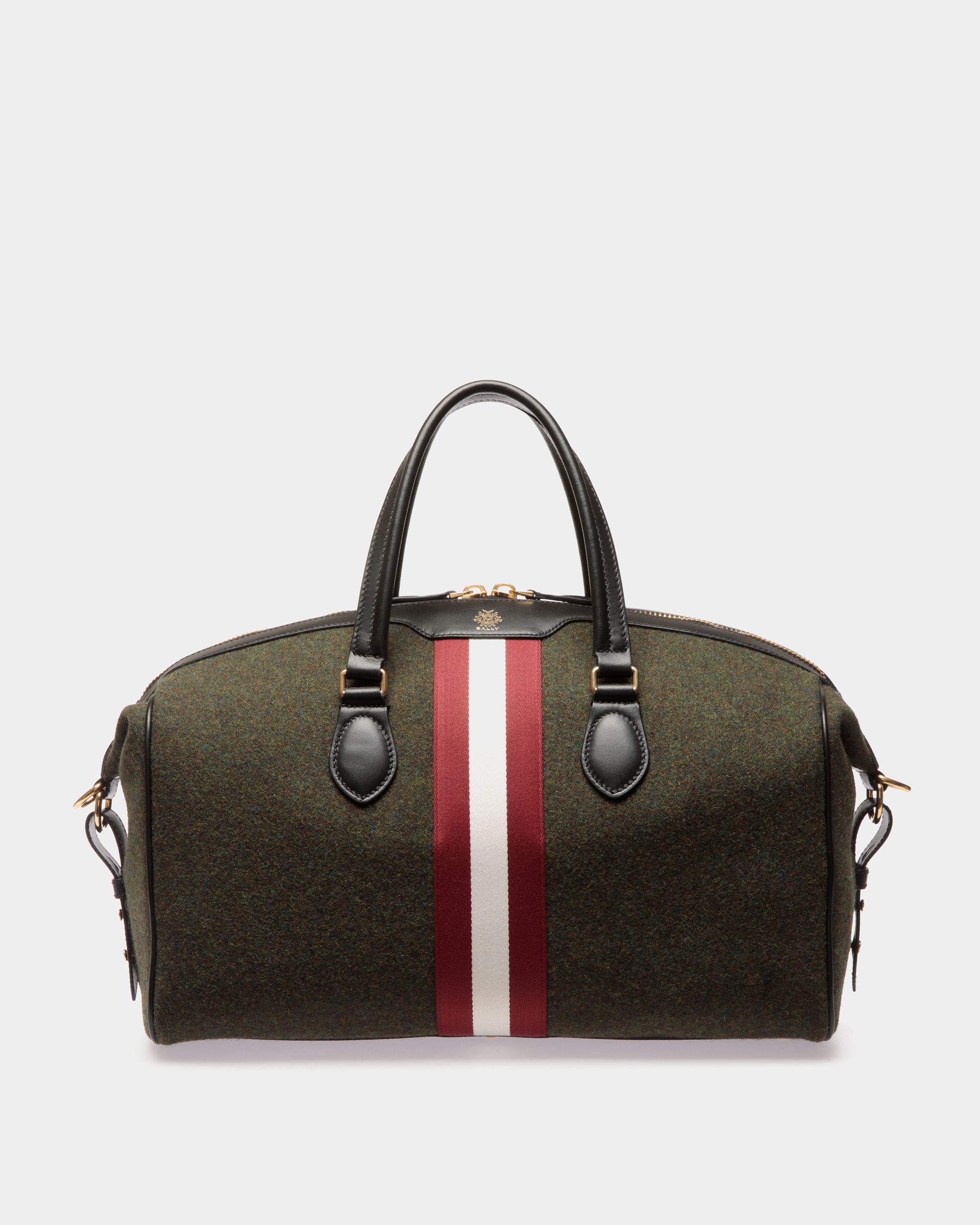 Bally Global - Bolso De Fin De Semana Beckett De Lana Y Piel Verde Oscuro - Verde