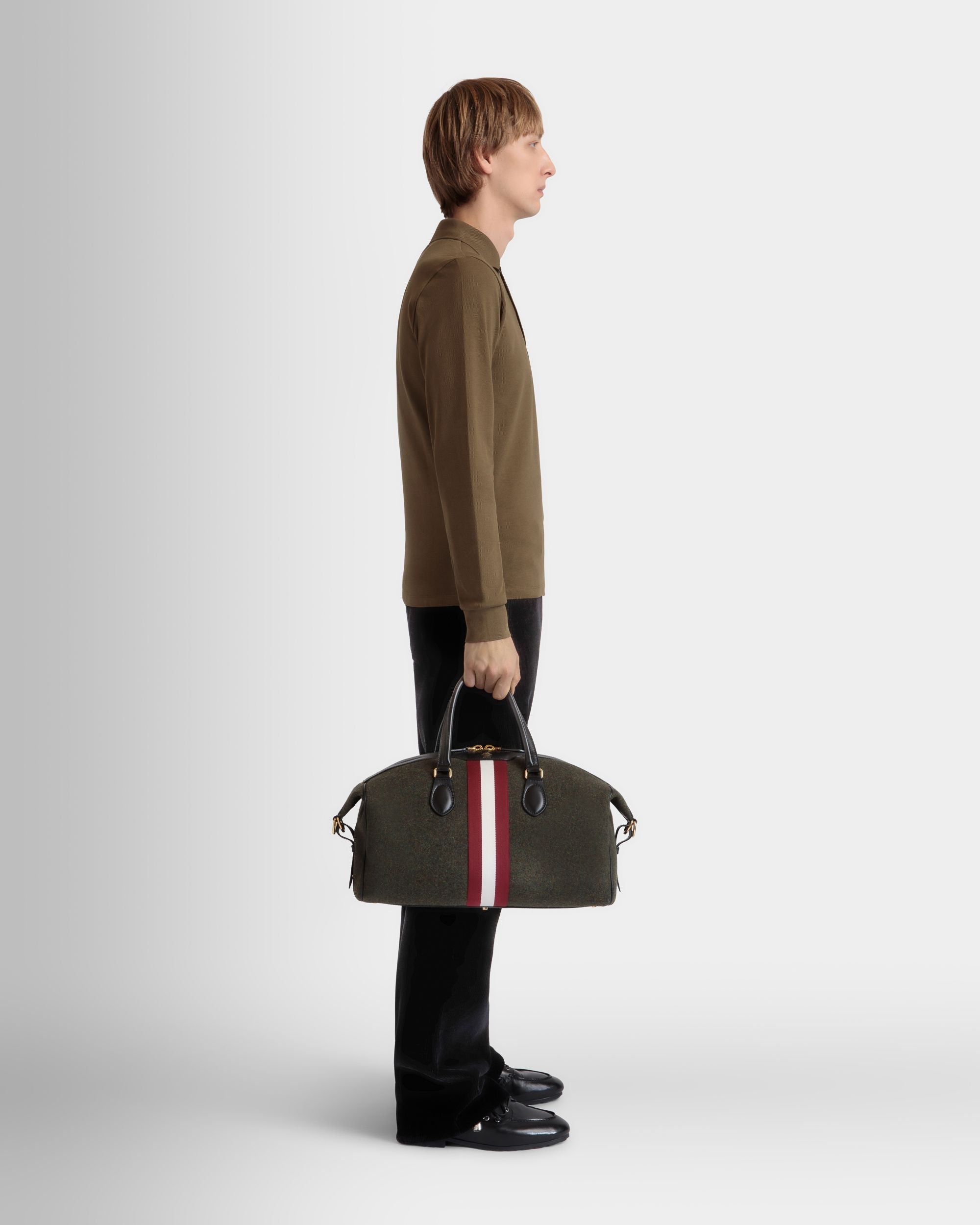Bally Global - Bolso De Fin De Semana Beckett De Lana Y Piel Verde Oscuro - Verde