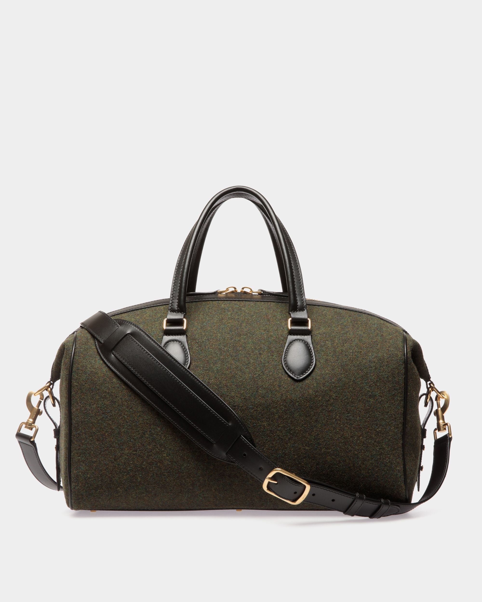 Bally Global - Bolso De Fin De Semana Beckett De Lana Y Piel Verde Oscuro - Verde