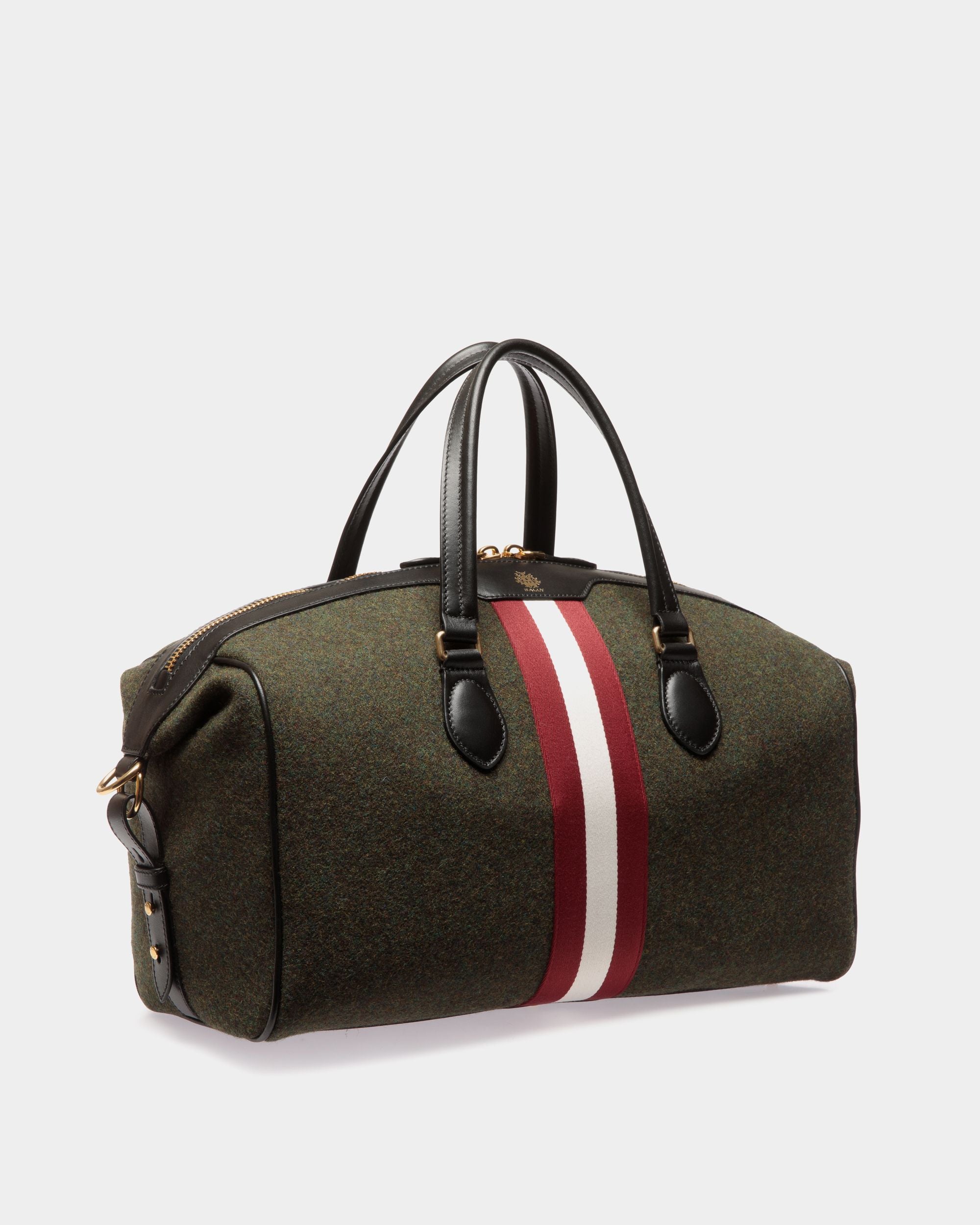 Bally Global - Bolso De Fin De Semana Beckett De Lana Y Piel Verde Oscuro - Verde
