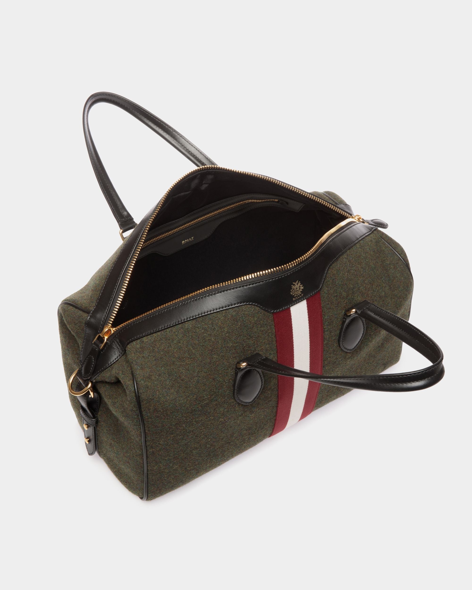 Bally Global - Bolso De Fin De Semana Beckett De Lana Y Piel Verde Oscuro - Verde