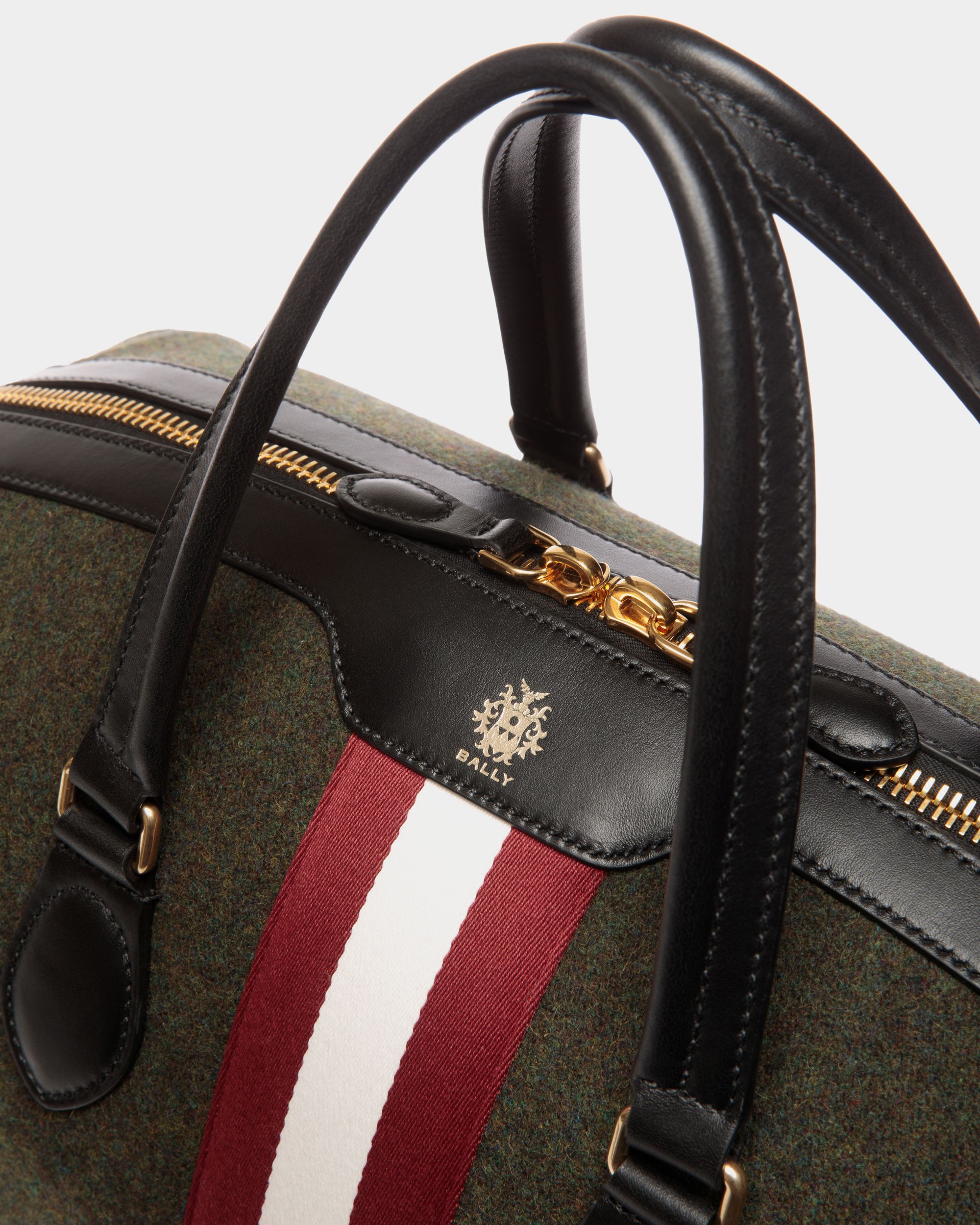 Bally Global - Bolso De Fin De Semana Beckett De Lana Y Piel Verde Oscuro - Verde