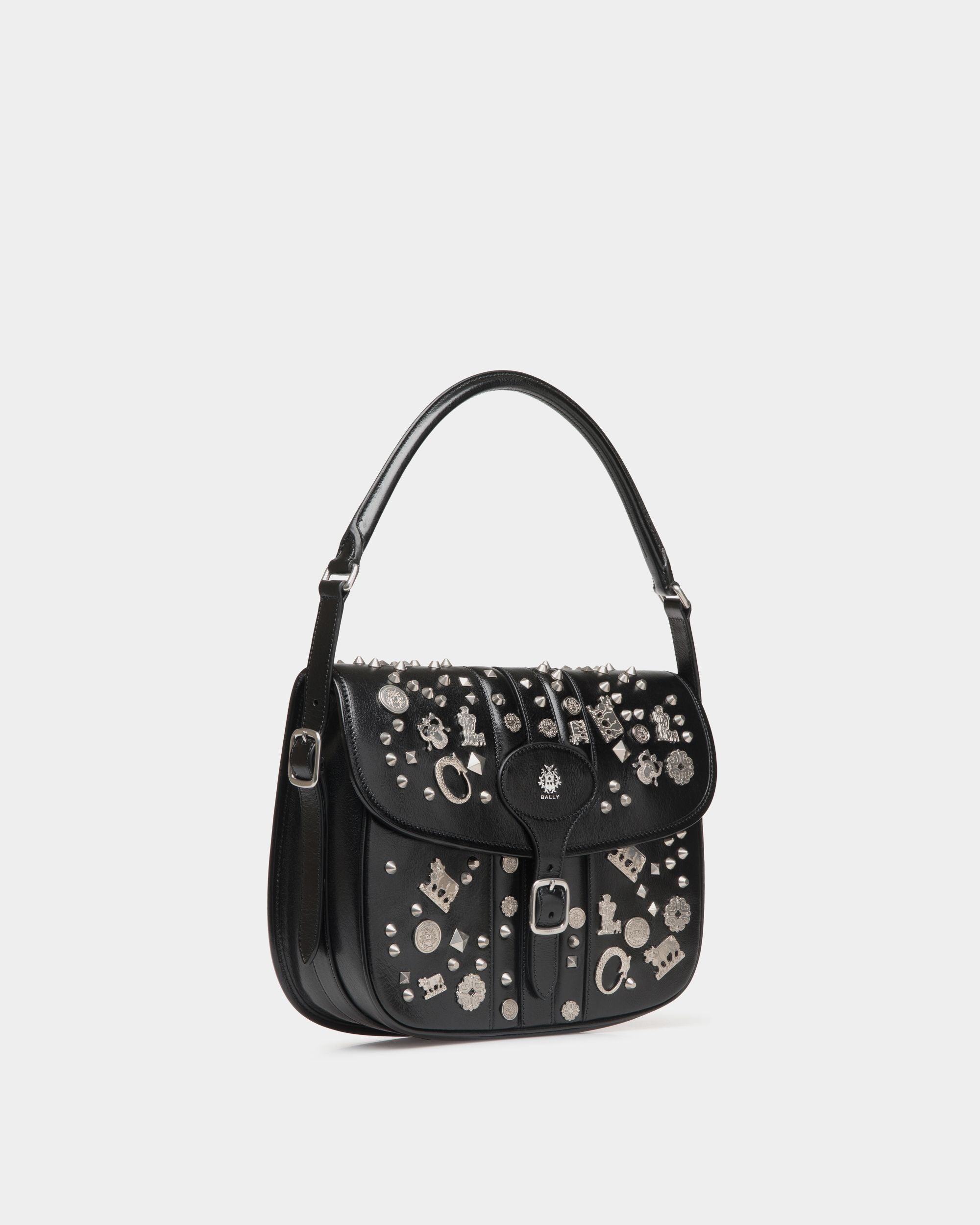 Bally Global - Beckett Crossbody Bag In Black Leather with Studs - Black