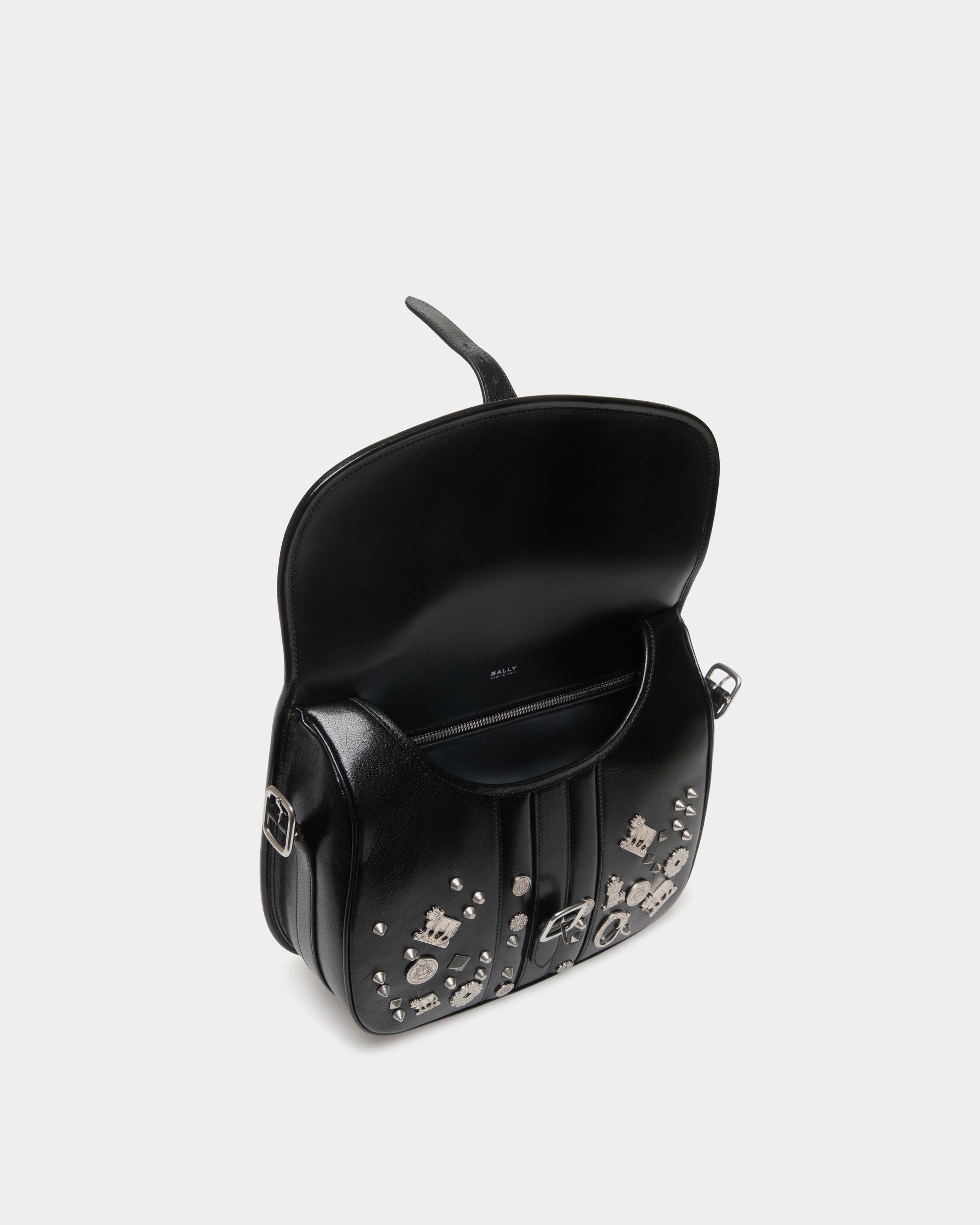 Bally Global - Beckett Crossbody Bag In Black Leather with Studs - Black