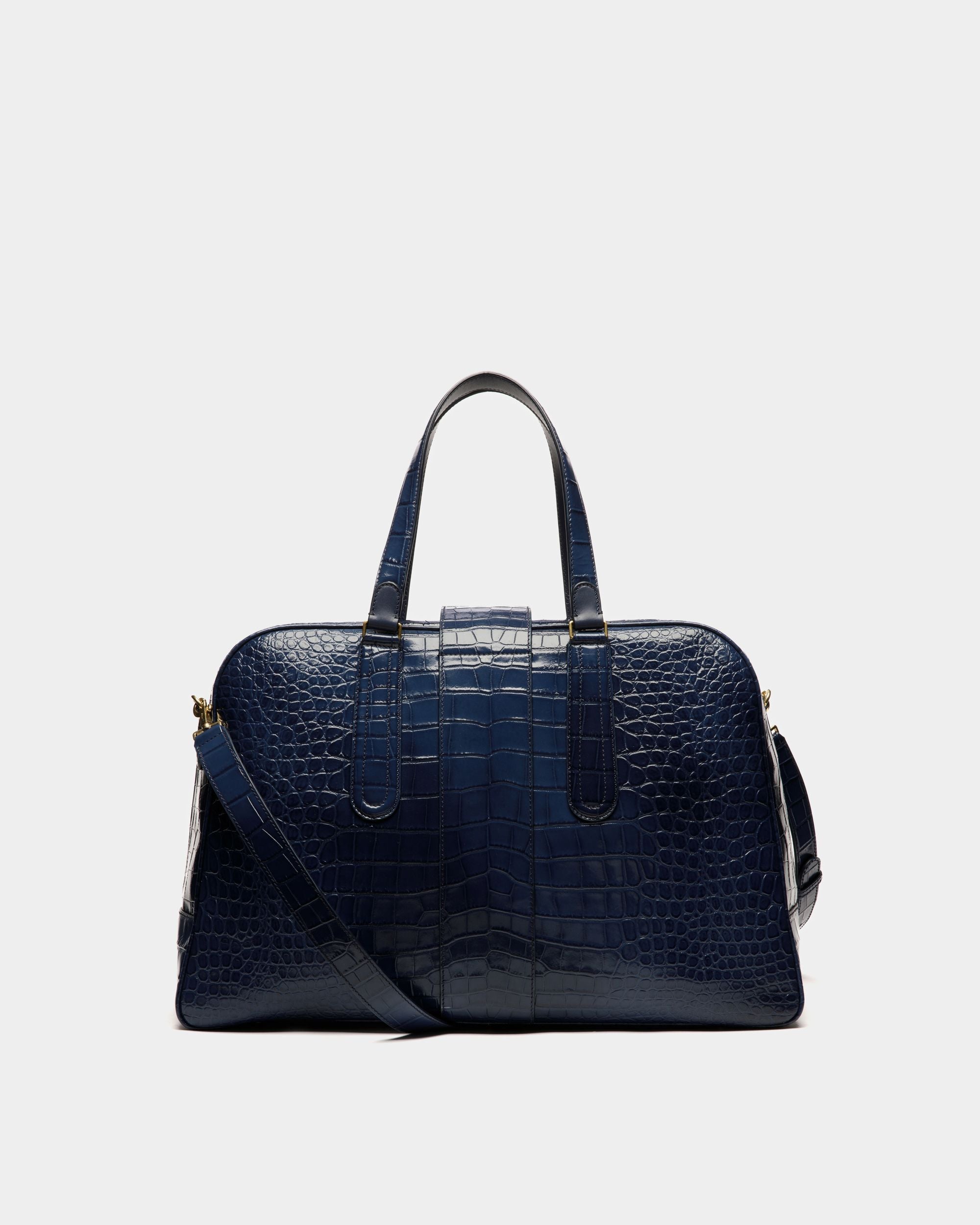 Bally Global - Bowling Weekender Bag In Marine Leather - Blue