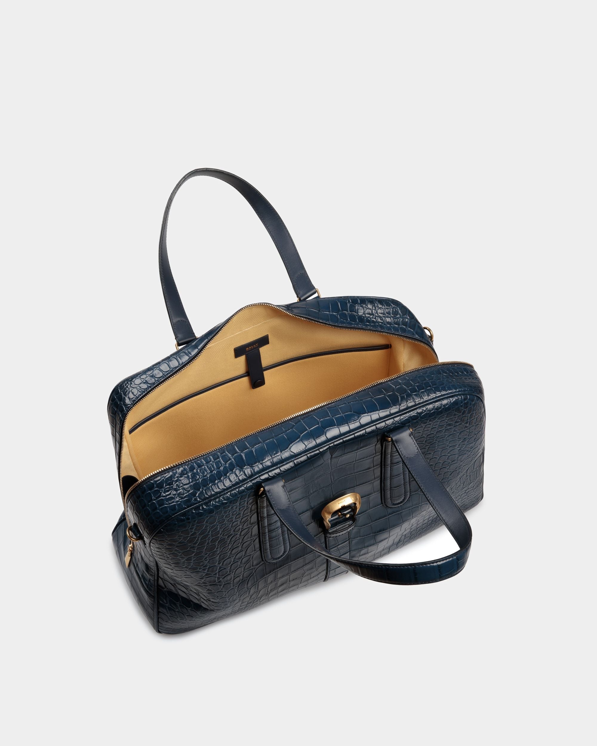 Bally Global - Bowling Weekender Bag In Marine Leather - Blue