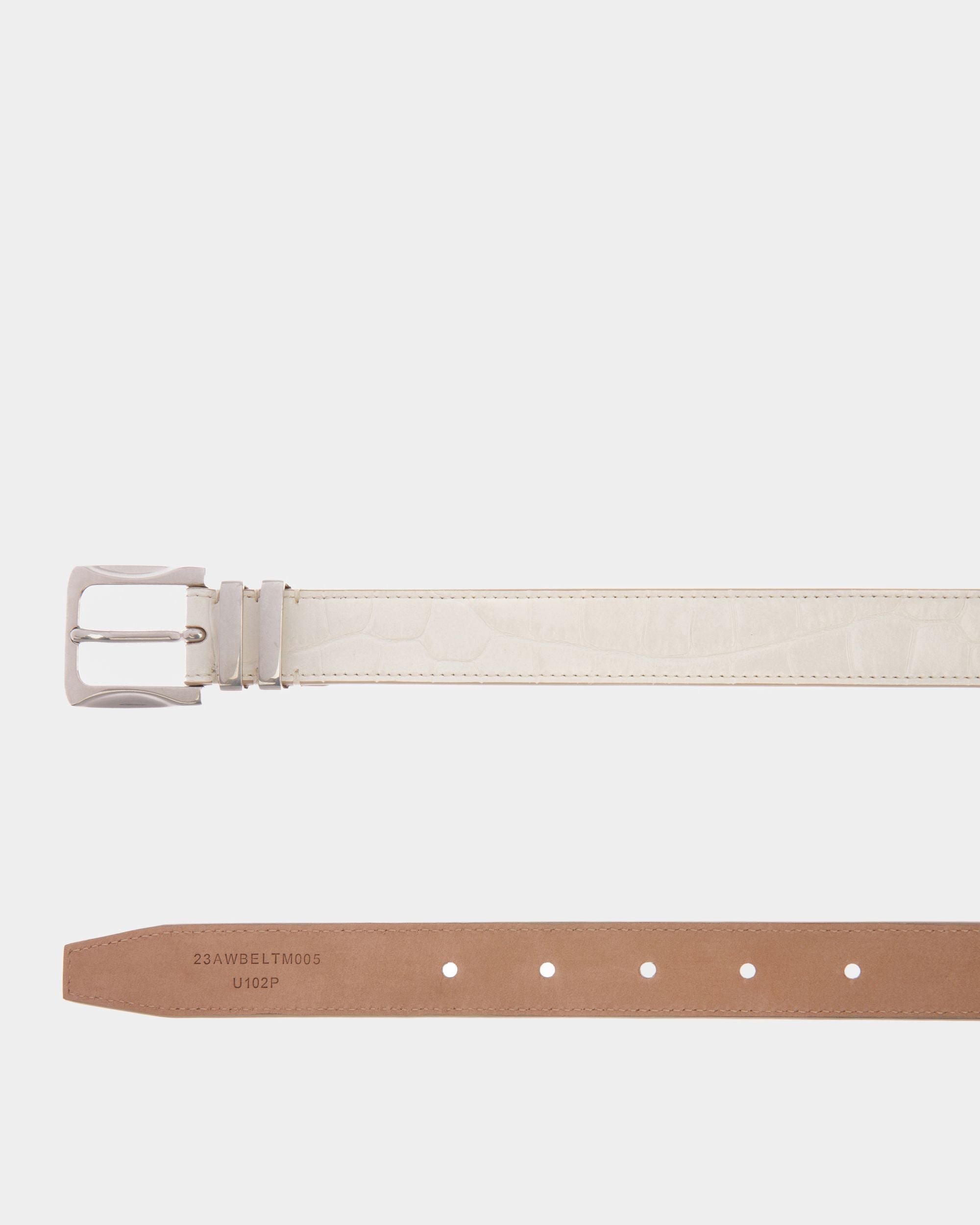 Bally Global - Casual Fixed 25mm Belt In Bone Leather - White