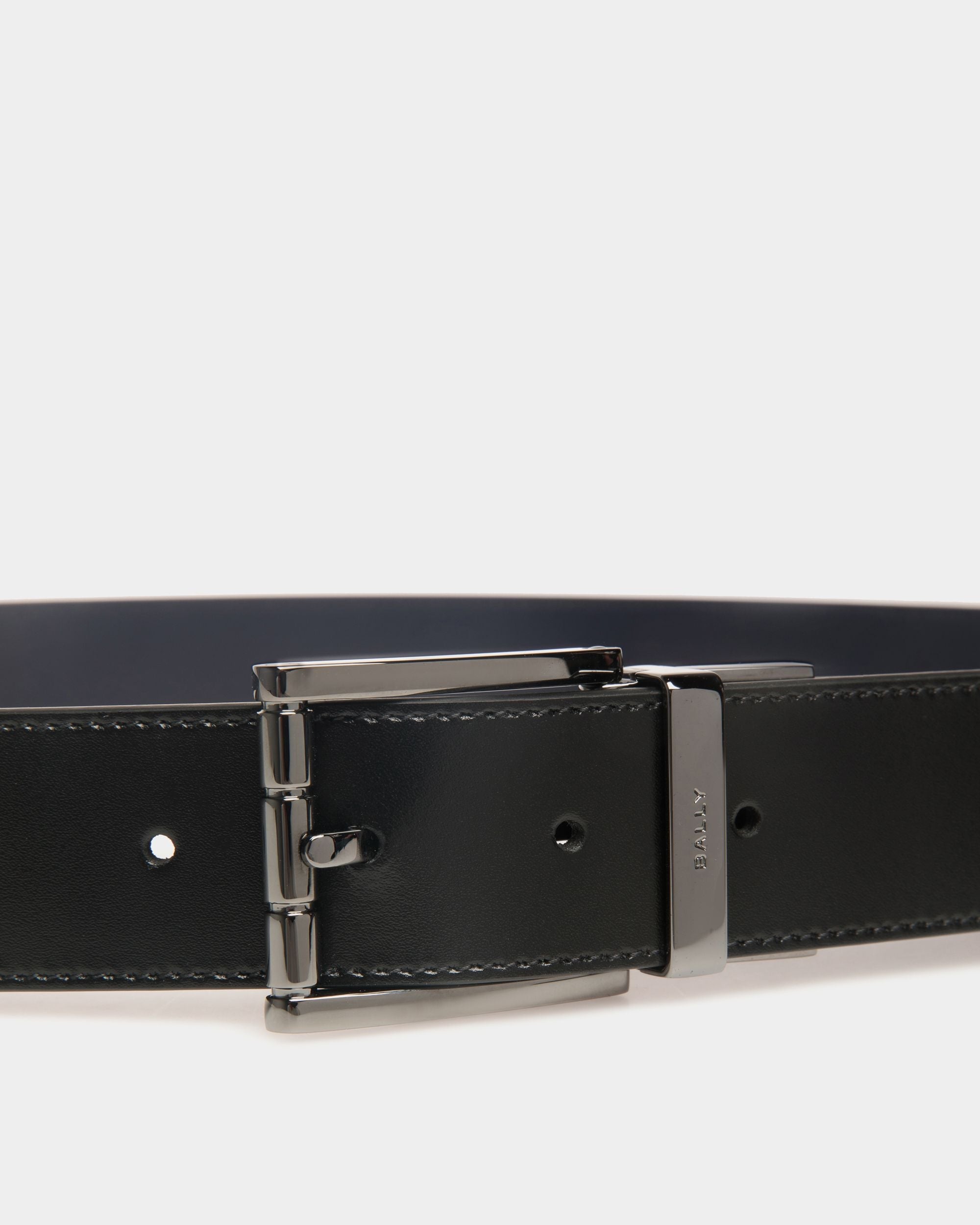 Bally Global - Cinturón Reversible Y Ajustable Astory De 35 Mm De Piel Negra Y Navy Blue - Multicolor