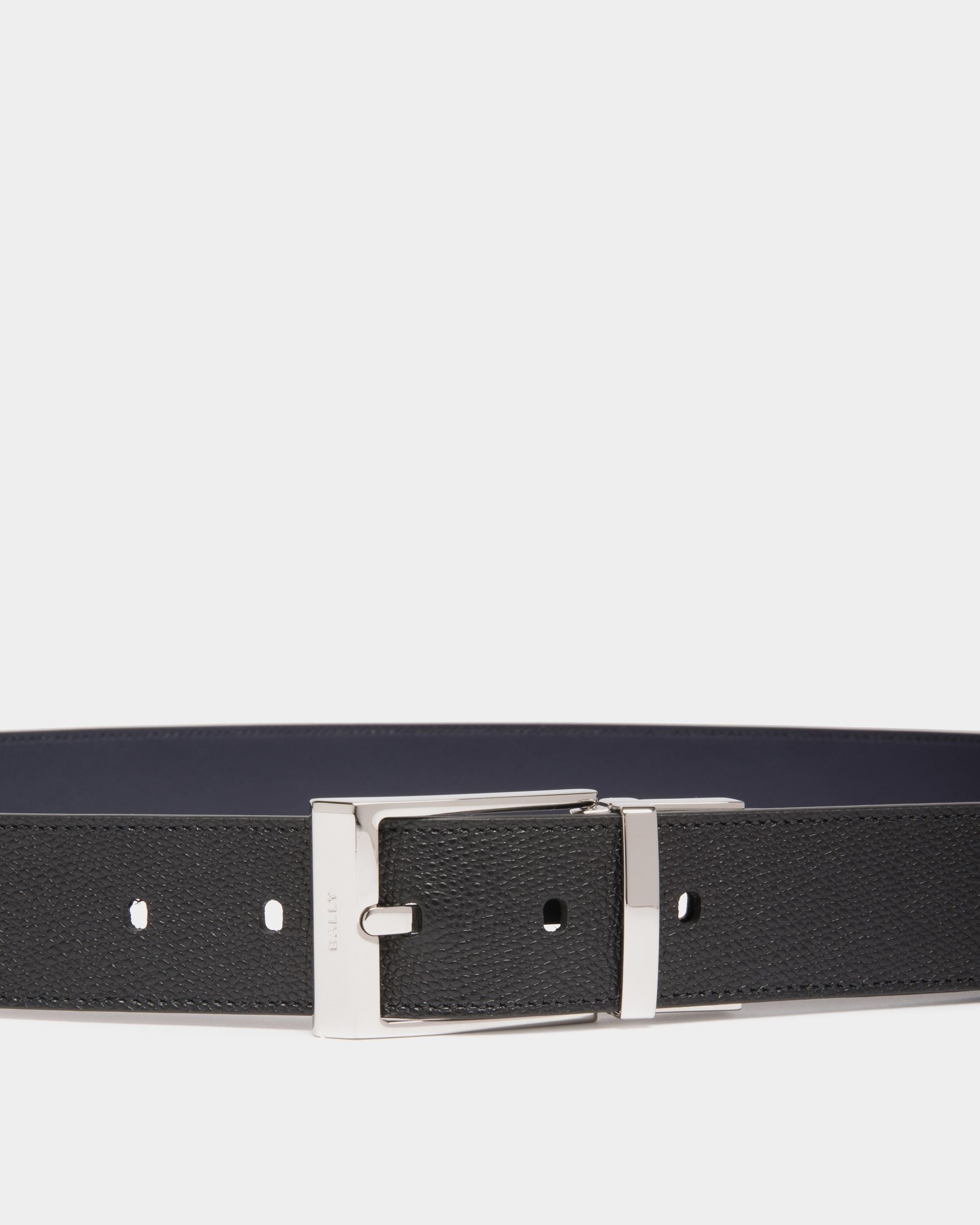 Bally Global - Ceinture Shiffie 35 Mm Réversible Et Ajustable En Cuir Noir Et Navy Blue - Multicolore