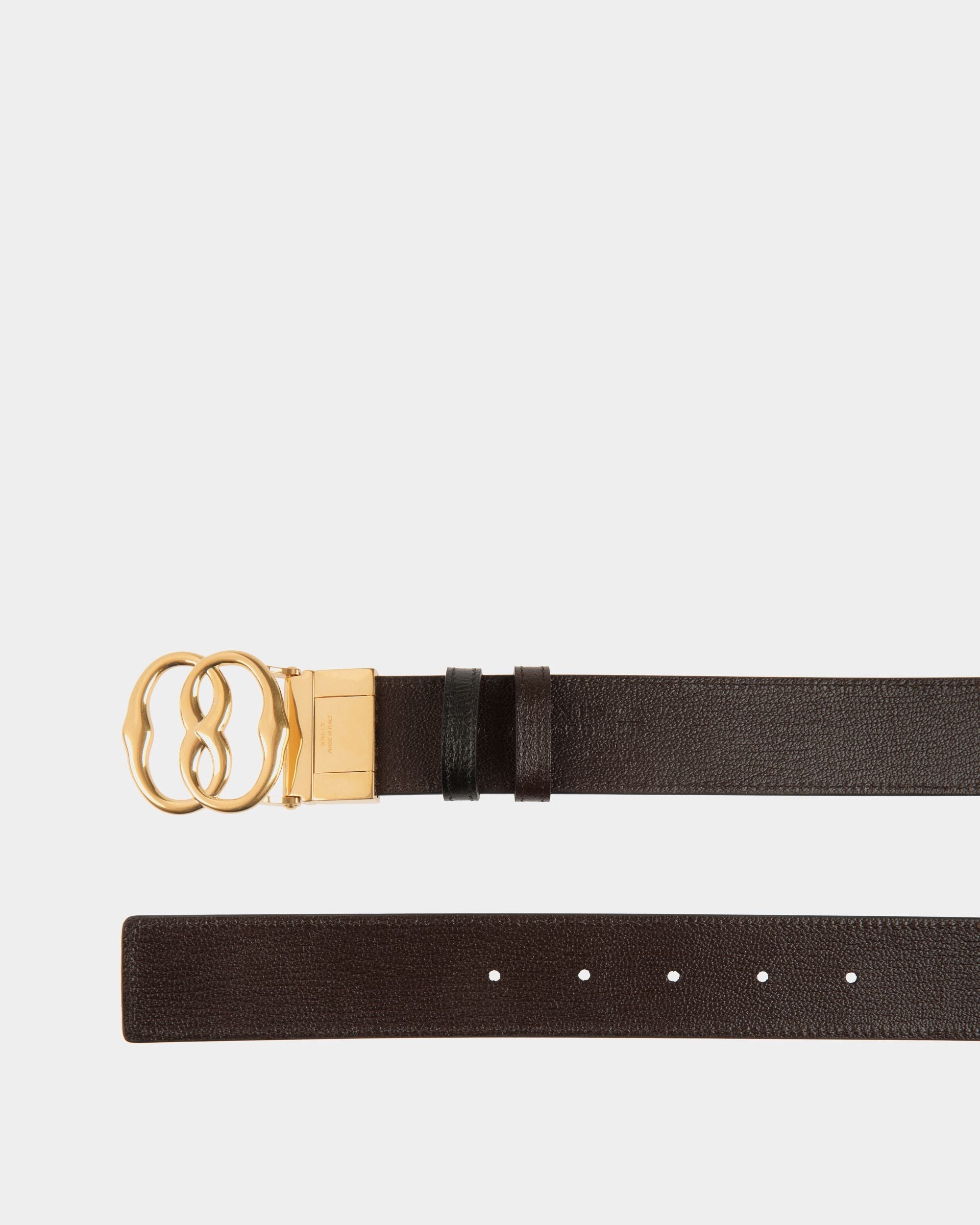 Bally Global - Emblem 35mm Reversible and Adjustable Belt in Black and Ebano Leather - Multicolor