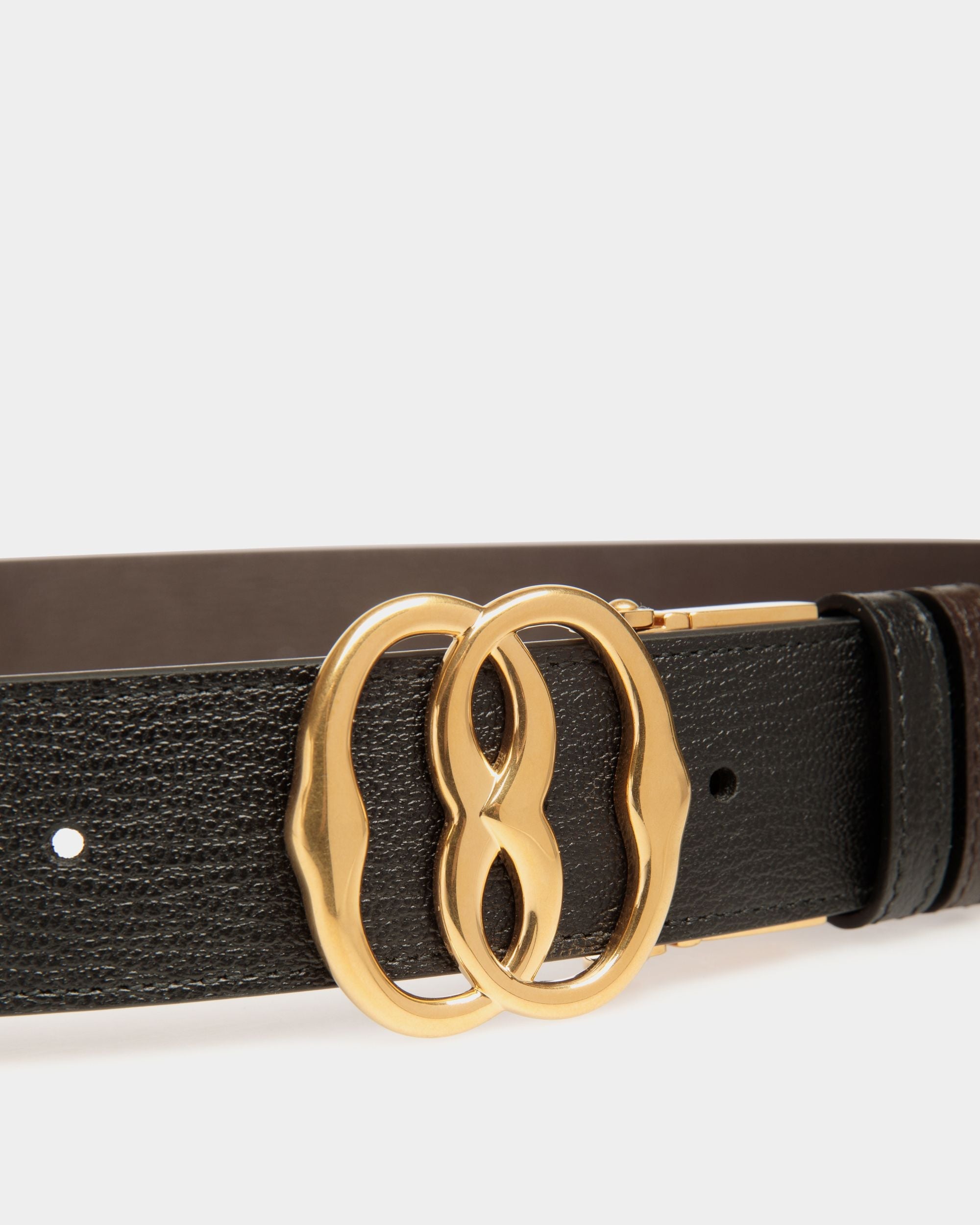 Bally Global - Emblem 35mm Reversible and Adjustable Belt in Black and Ebano Leather - Multicolor