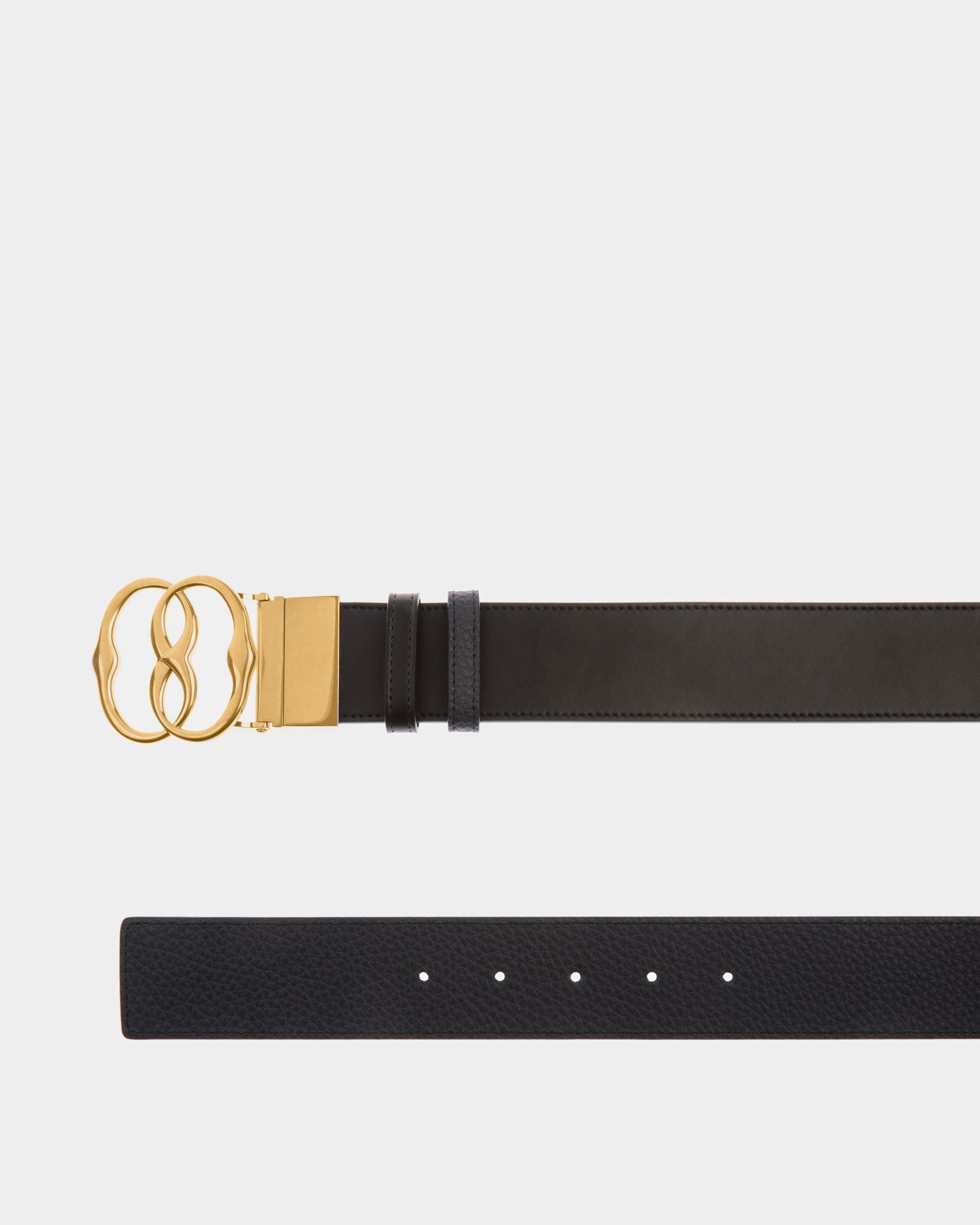 Bally Global - Emblem 40mm Adjustable and Reversible Belt in Black Leather - Black
