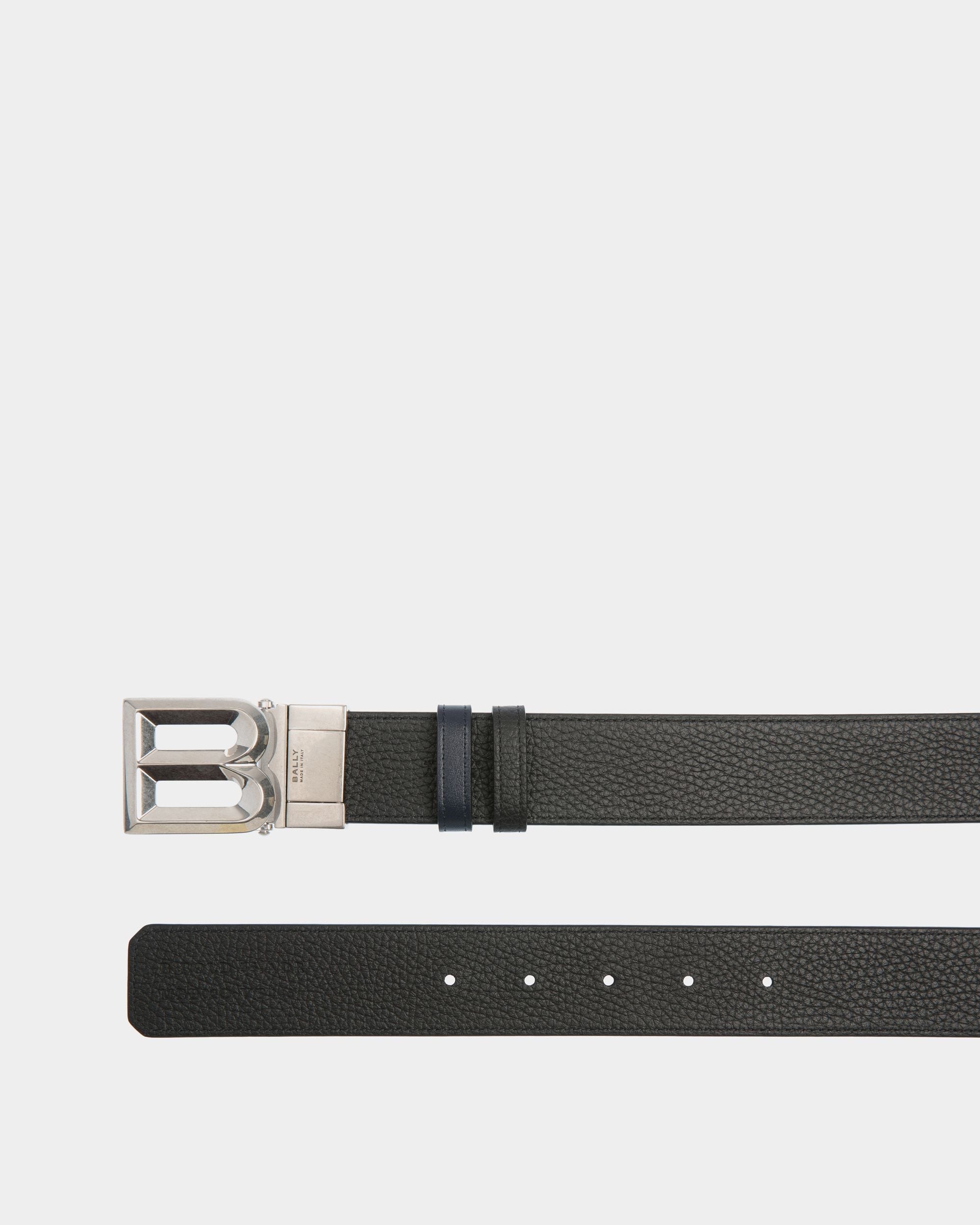 Bally Global - Cinturón Reversible Y Ajustable B Bold 35 Mm De Piel Navy Blue Y Negra - Multicolor