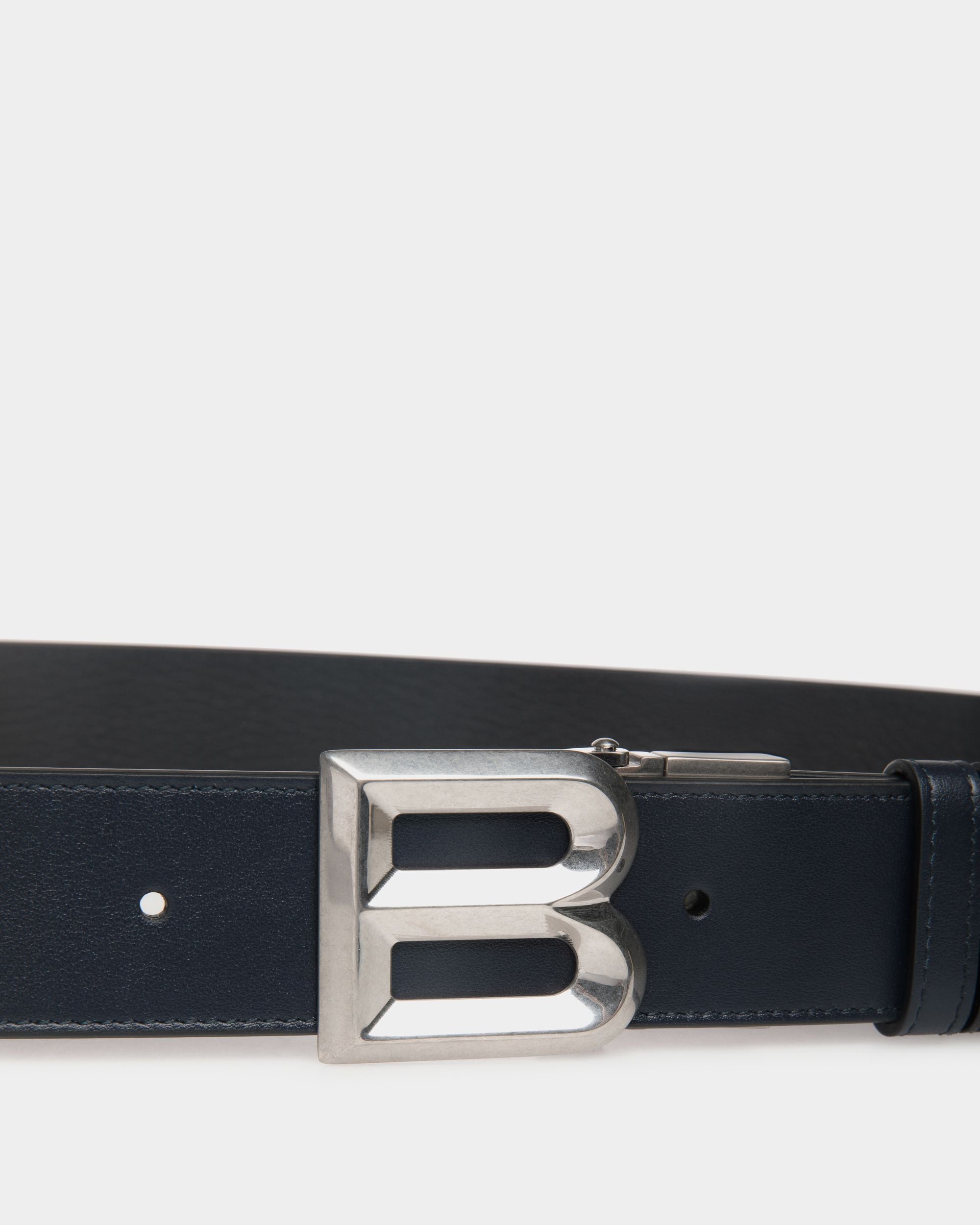 Bally Global - Cinturón Reversible Y Ajustable B Bold 35 Mm De Piel Navy Blue Y Negra - Multicolor