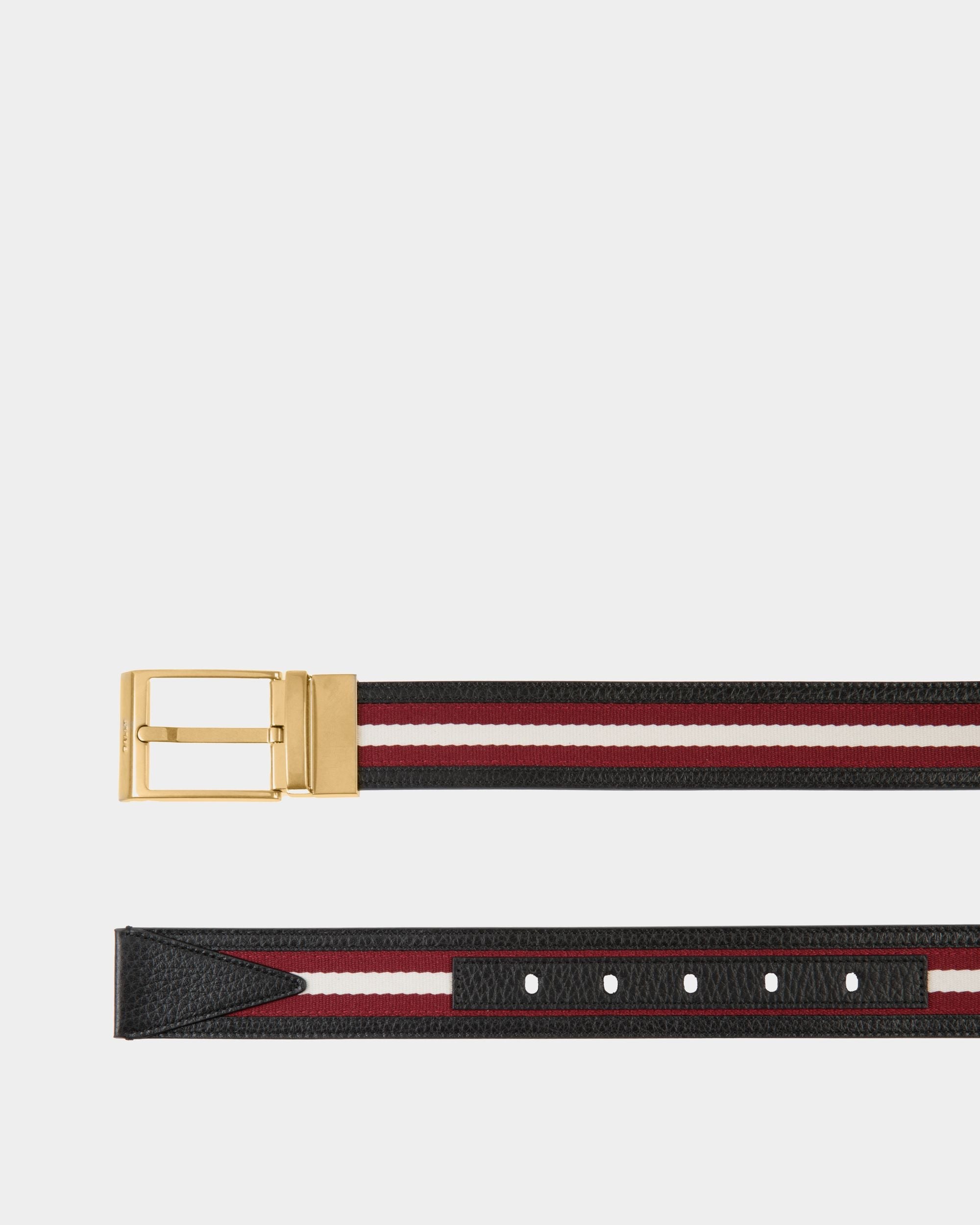 Bally Global - Cinturón Reversible Shiffie 35 Mm De Tela Y Piel Roja Y Blanca - Multicolor