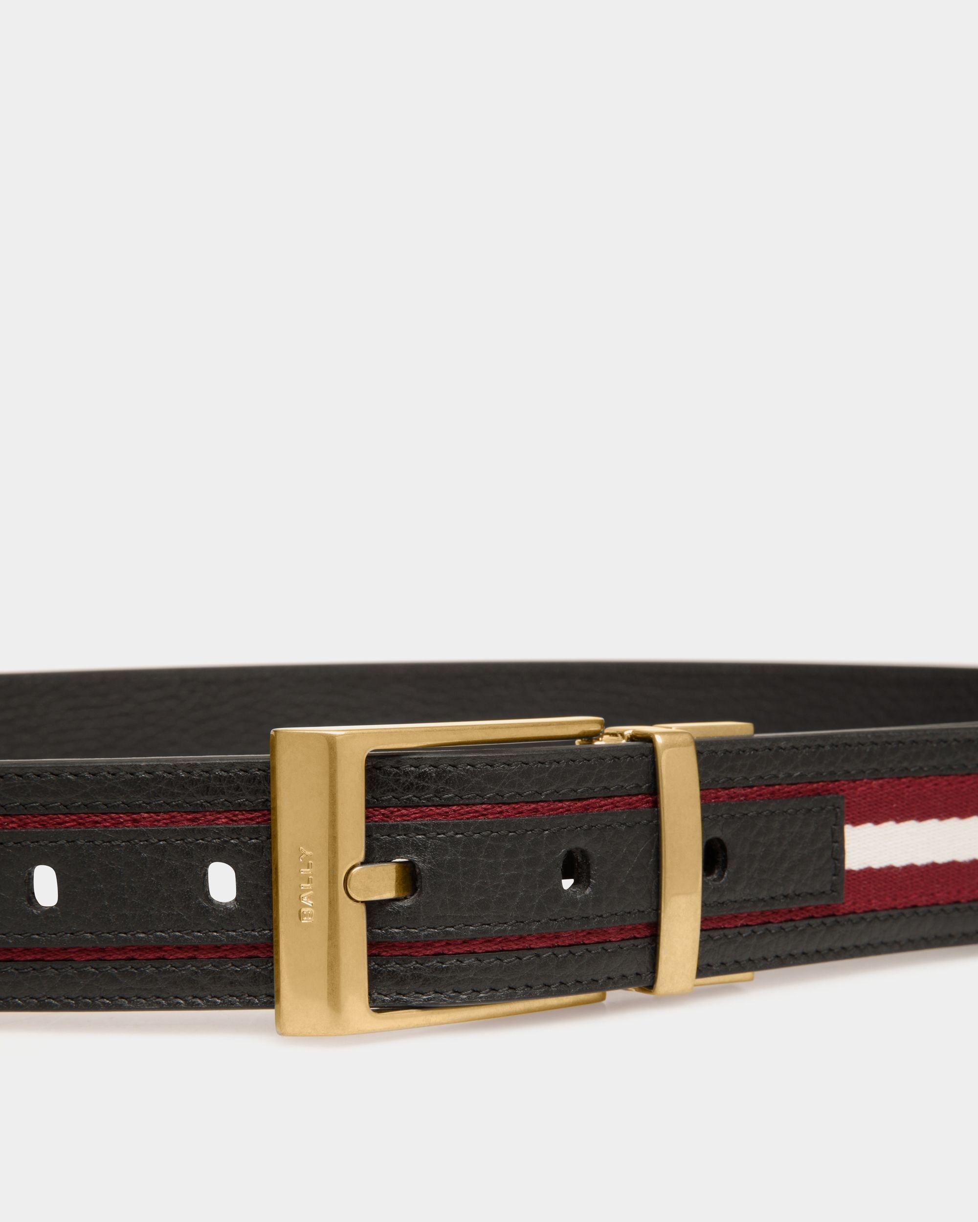 Bally Global - Cinturón Reversible Shiffie 35 Mm De Tela Y Piel Roja Y Blanca - Multicolor