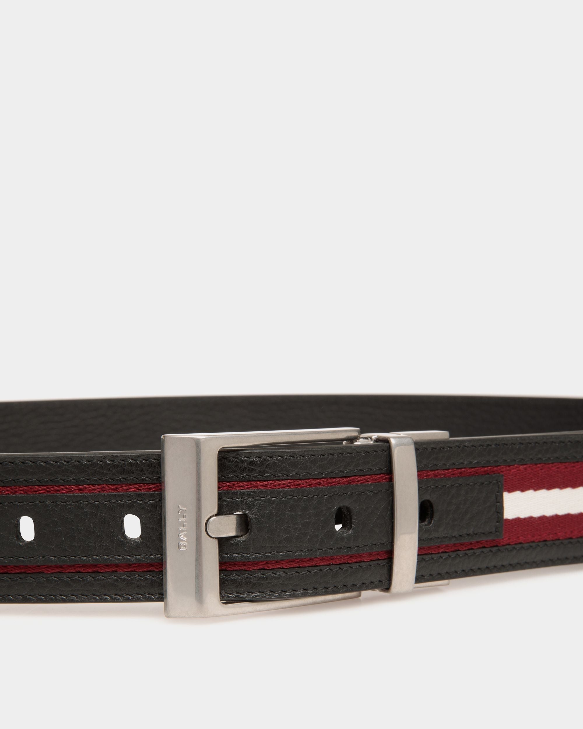 Bally Global - Cinturón Reversible Shiffie 35 Mm De Tela Y Piel Roja, Blanca Y Negra - Multicolor