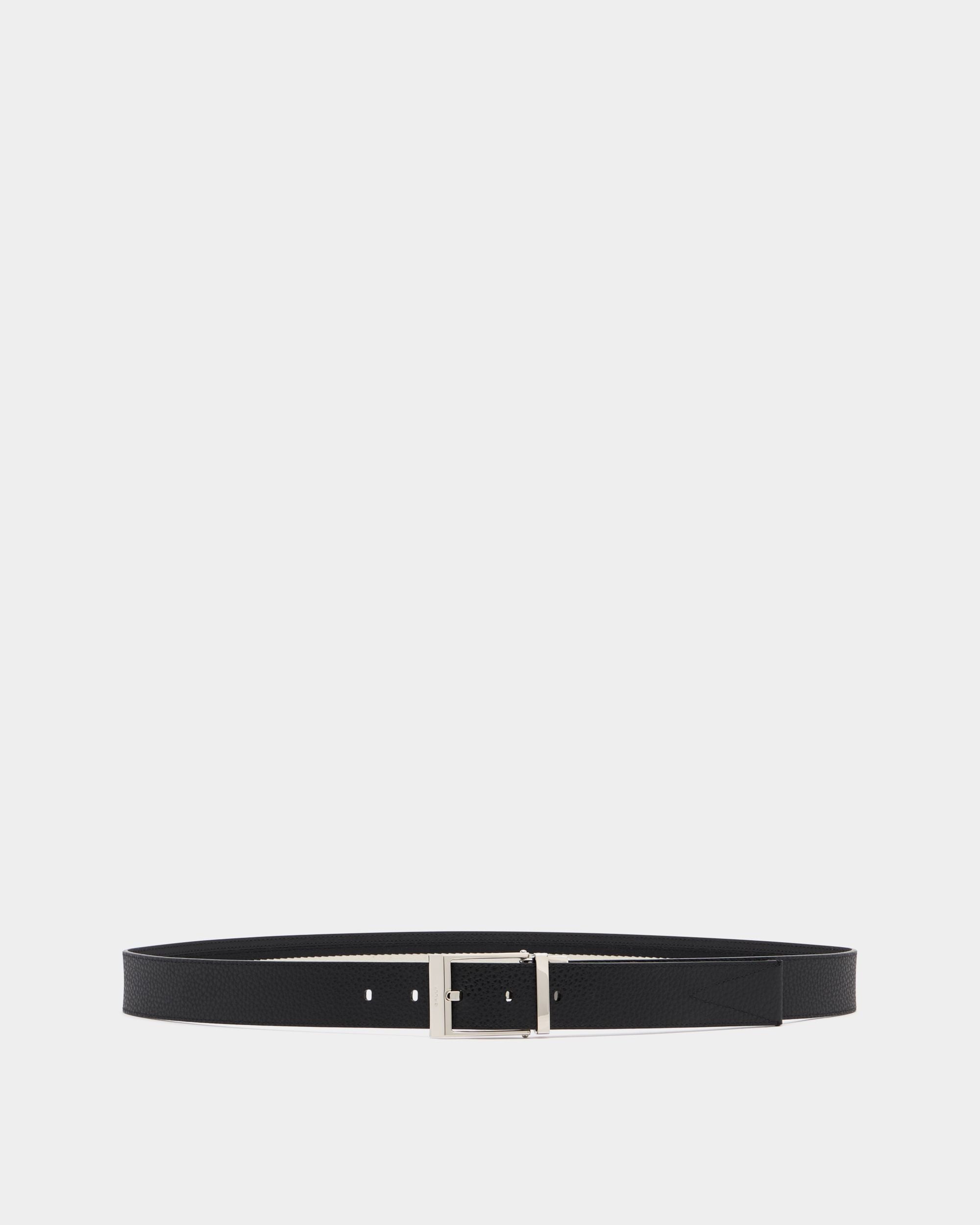 Bally Global - Shiffie 35 mm Reversible Belt in Black and Bone Fabric And Leather - Black