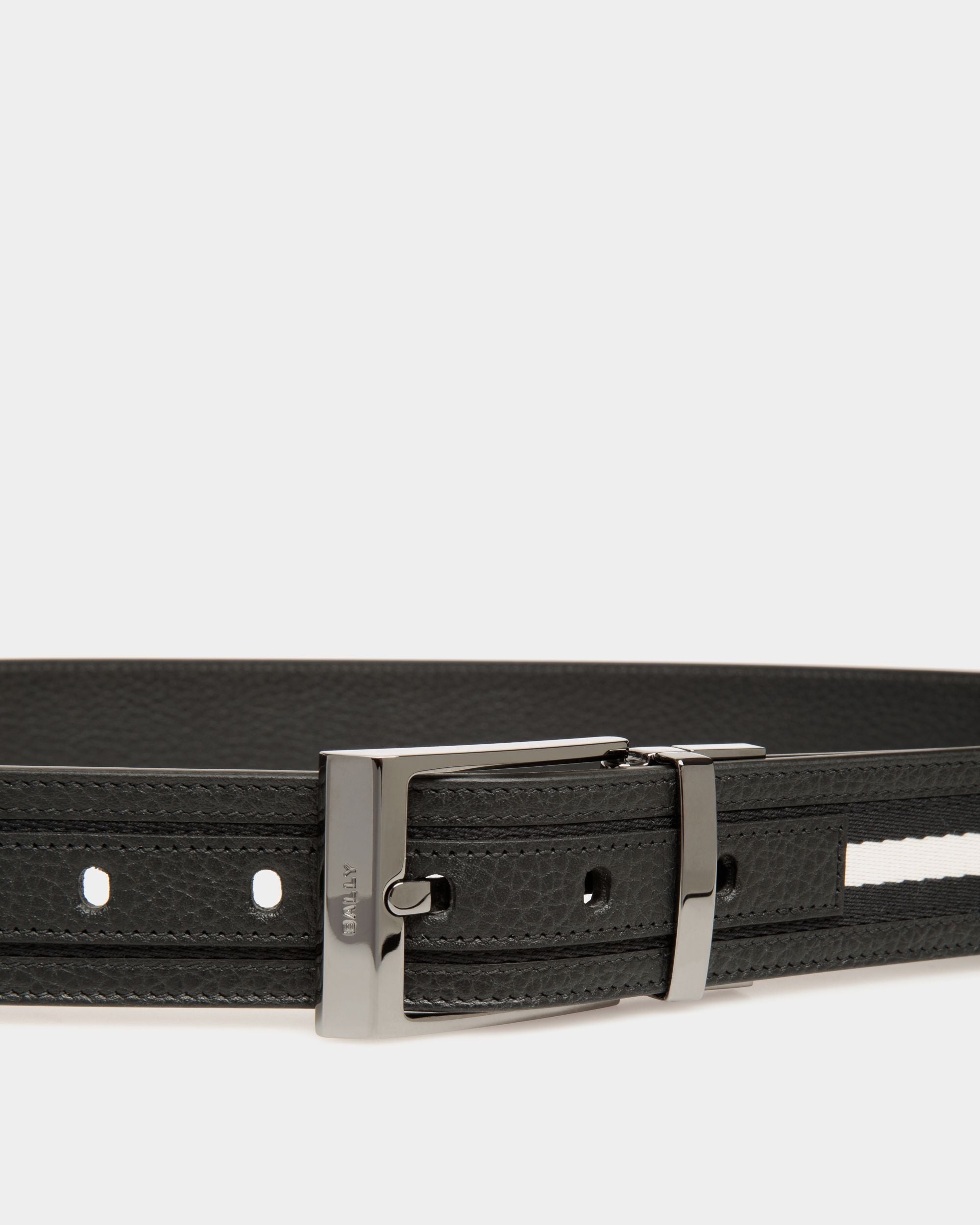 Bally Global - Shiffie 35mm Reversible Belt In Black And White Fabric And Leather - Black