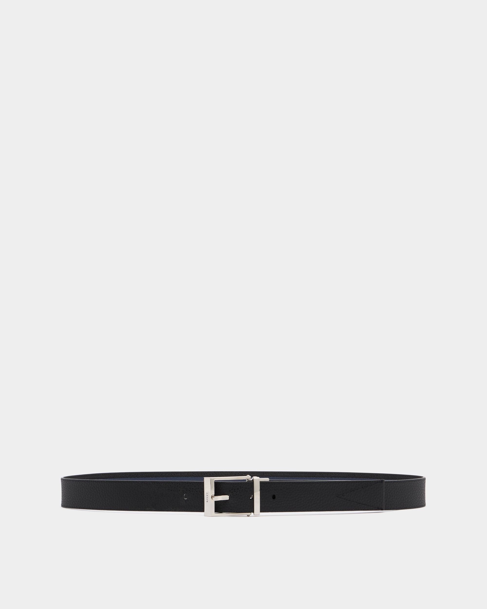 Bally Global - Shiffie 35 mm Reversible Belt in Blue Fabric And Black Leather - Multicolor