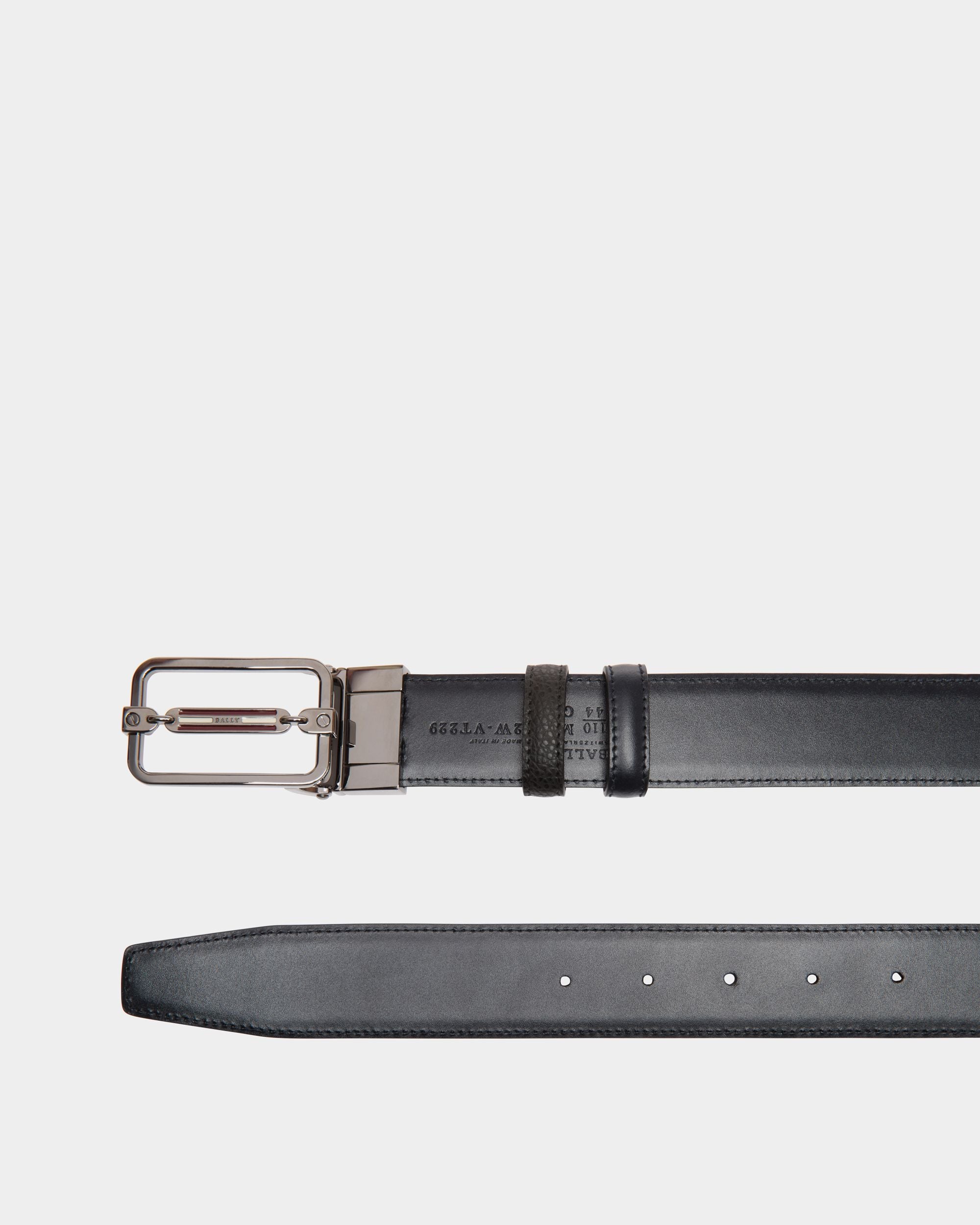 Bally Global - Cinturón Reversible Y Ajustable De Piel Negra - Negro