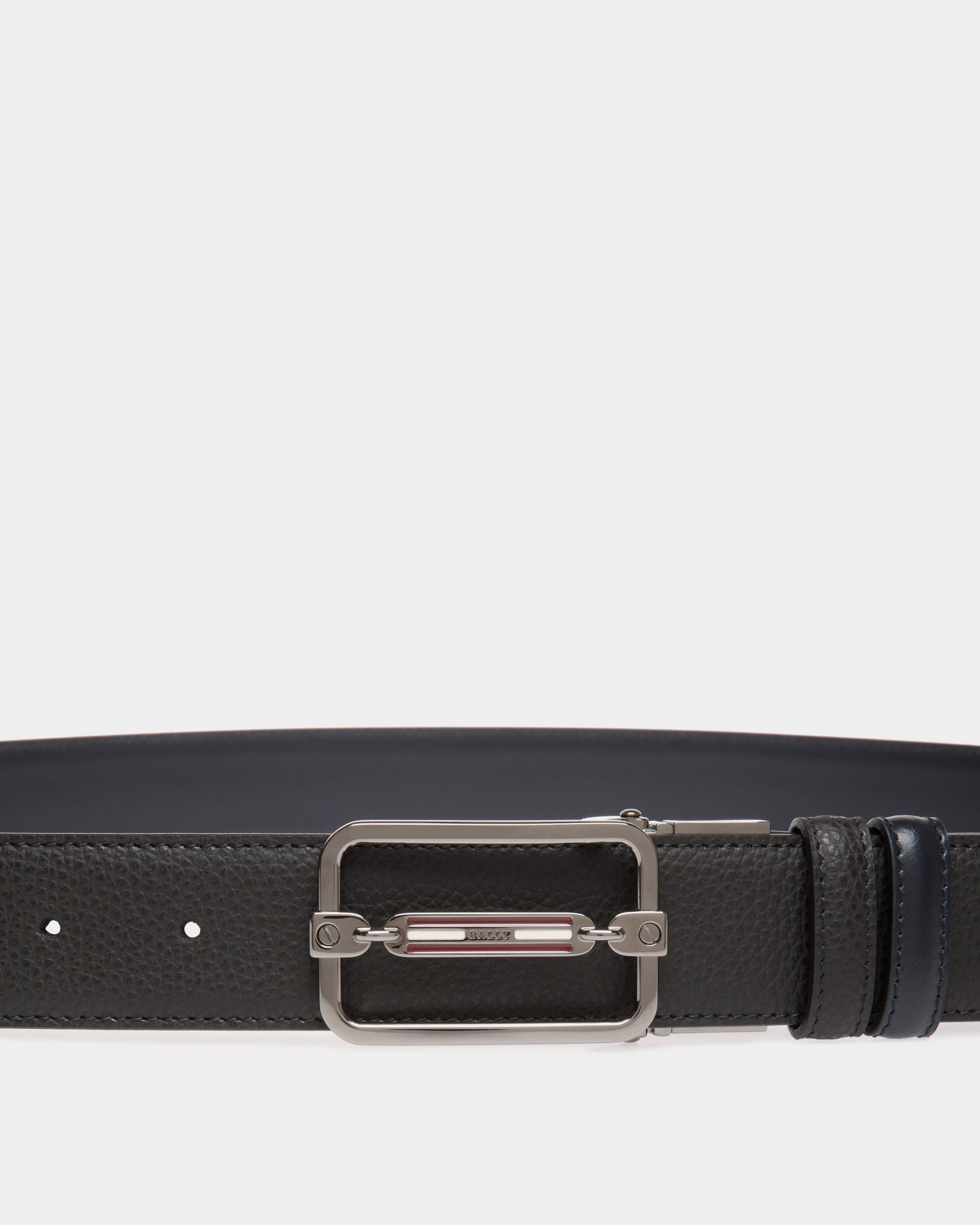 Bally Global - Cinturón Reversible Y Ajustable De Piel Negra - Negro