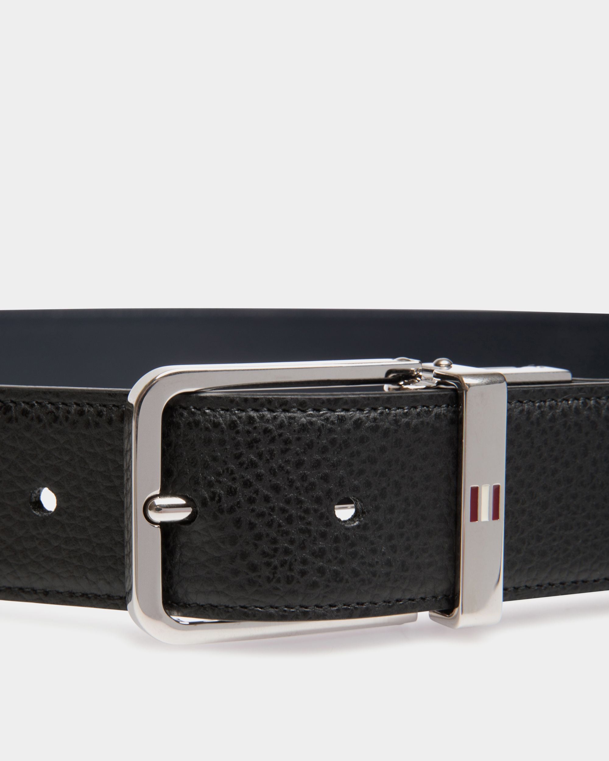 Bally Global - Cinturón Reversible Y Ajustable De Piel Negra - Negro